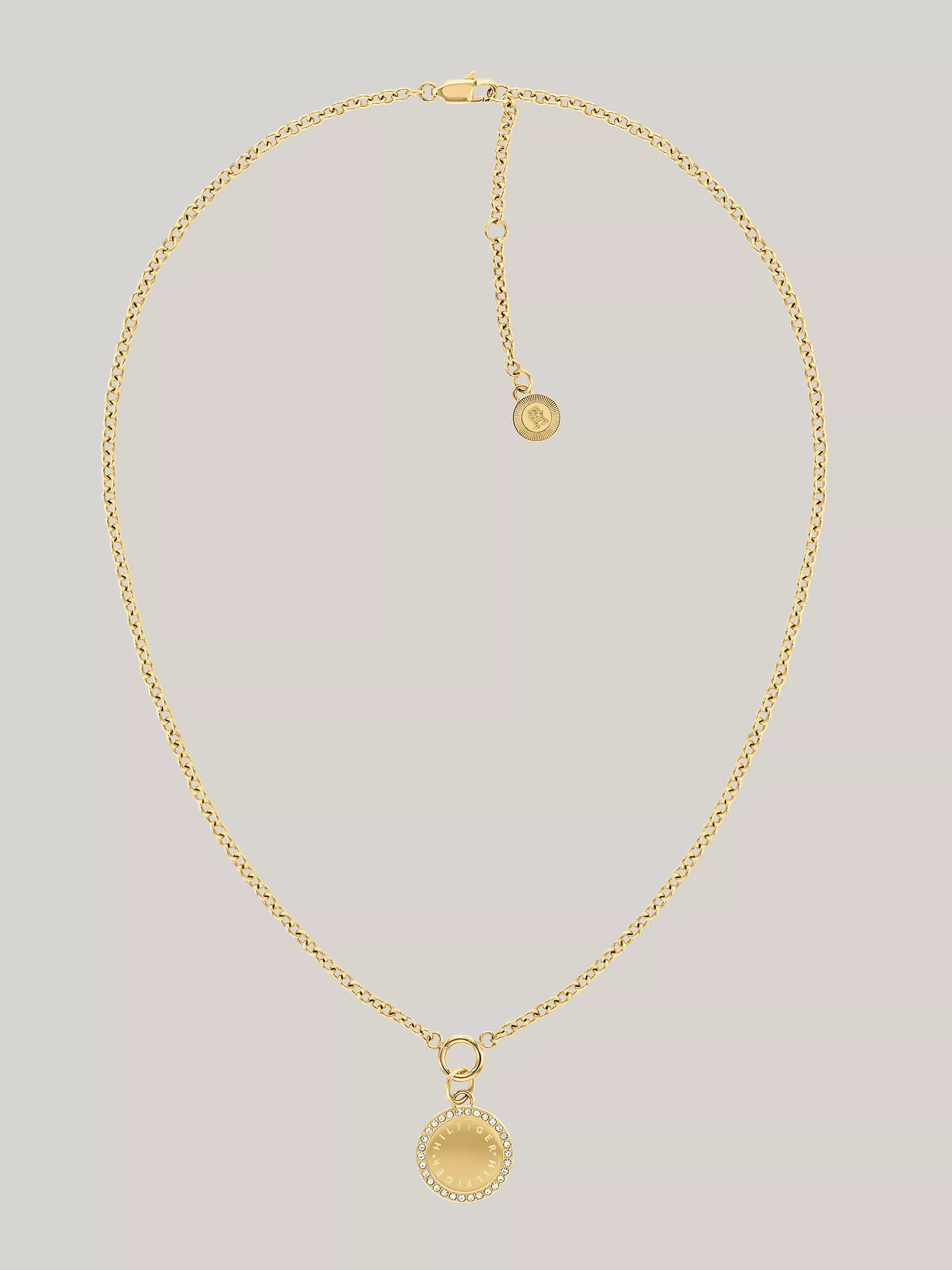 Женское колье Tommy Hilfiger, Позолоченное ожерелье с подвеской и мини-кристаллами