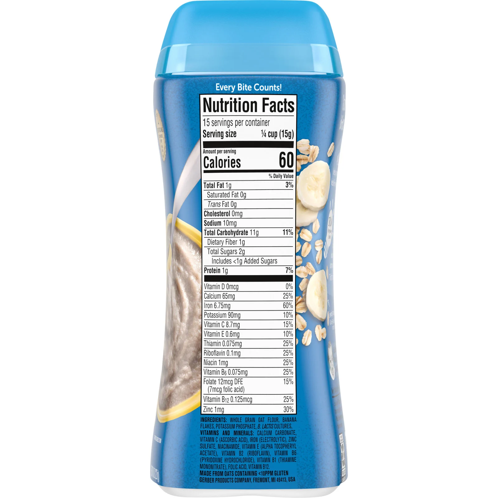 Gerber, Хлопья для детей, 2nd Foods, овсянка с пробиотиками и бананом, 227 г (8 унций)