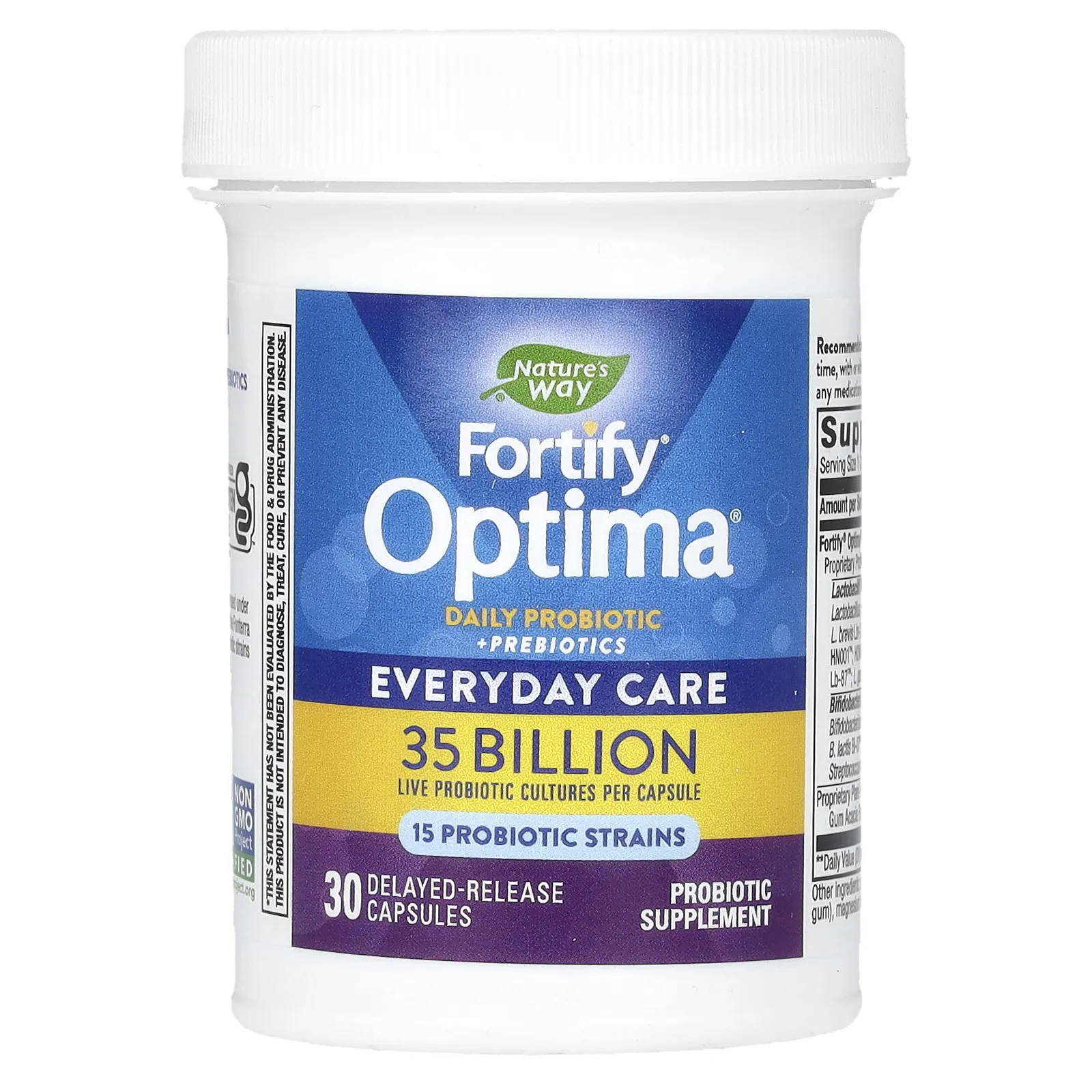 Nature's Way, Fortify Optima, пробиотики и пребиотики для ежедневного приема, ежедневный уход, 35 миллиардов КОЕ, 30 капсул с отсроченным высвобождением