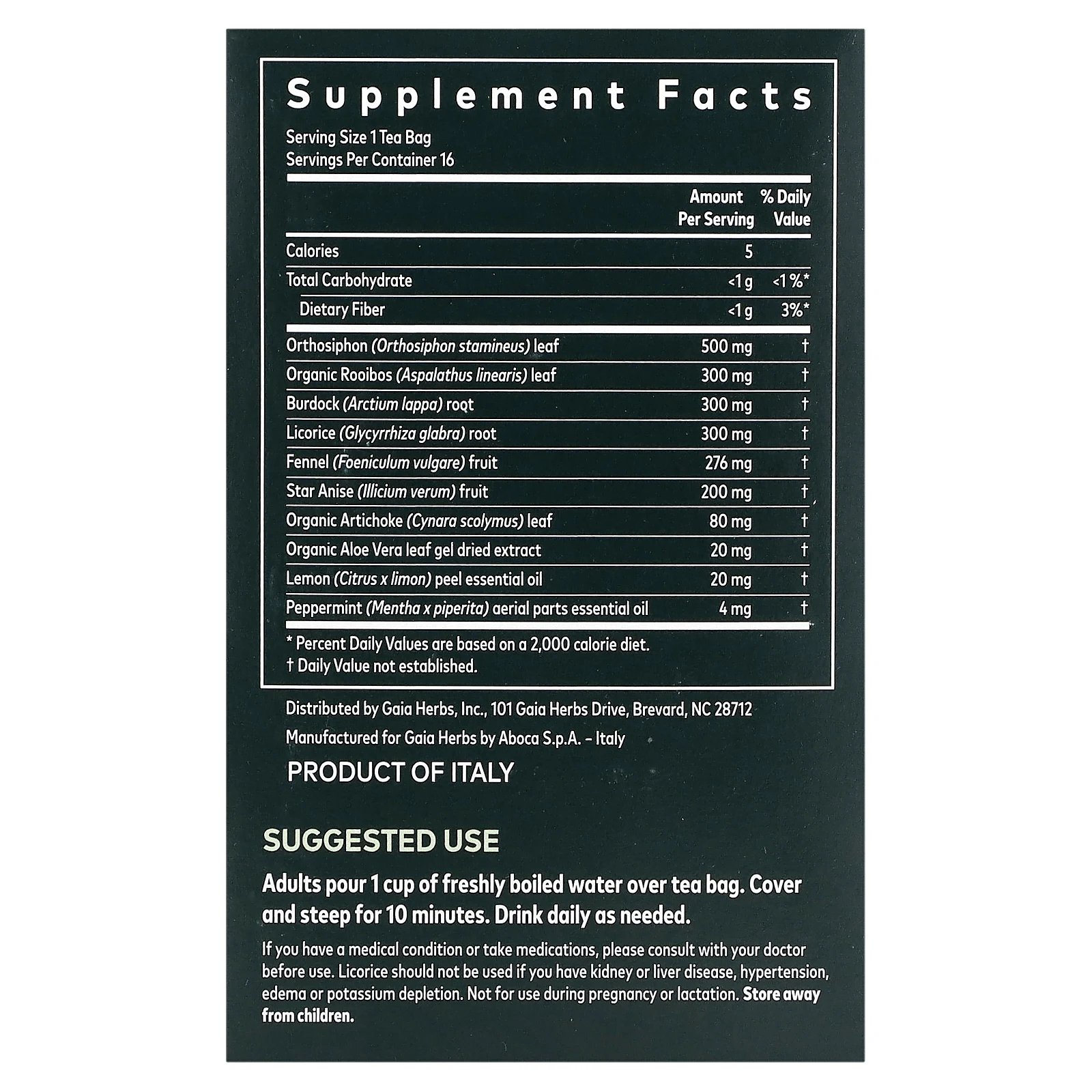 Gaia Herbs, очищение и детокс, без кофеина, 16 чайных пакетиков, 32 г (1,13 унции)