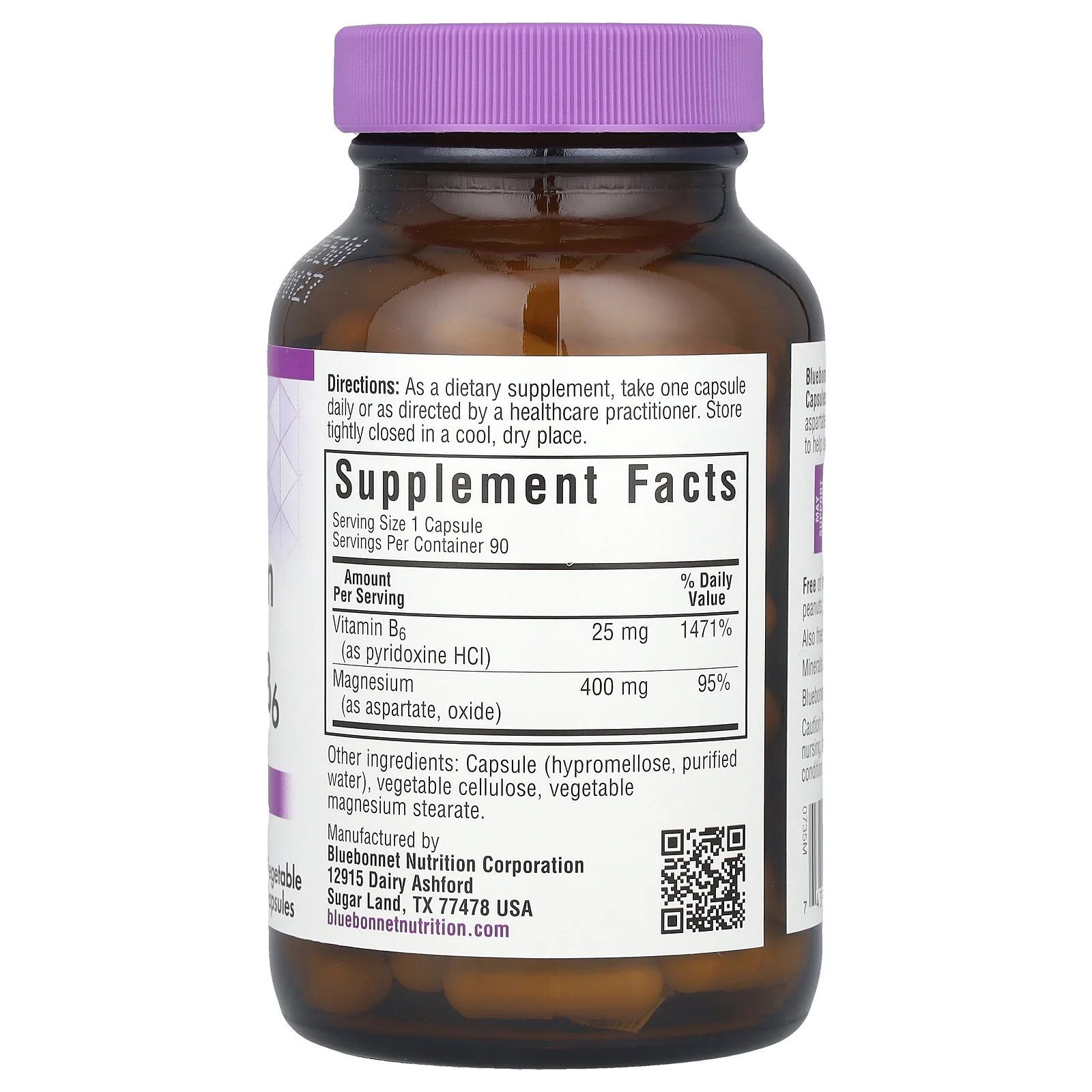 Bluebonnet Nutrition, магний и витамин B6, 90 вегетарианских капсул