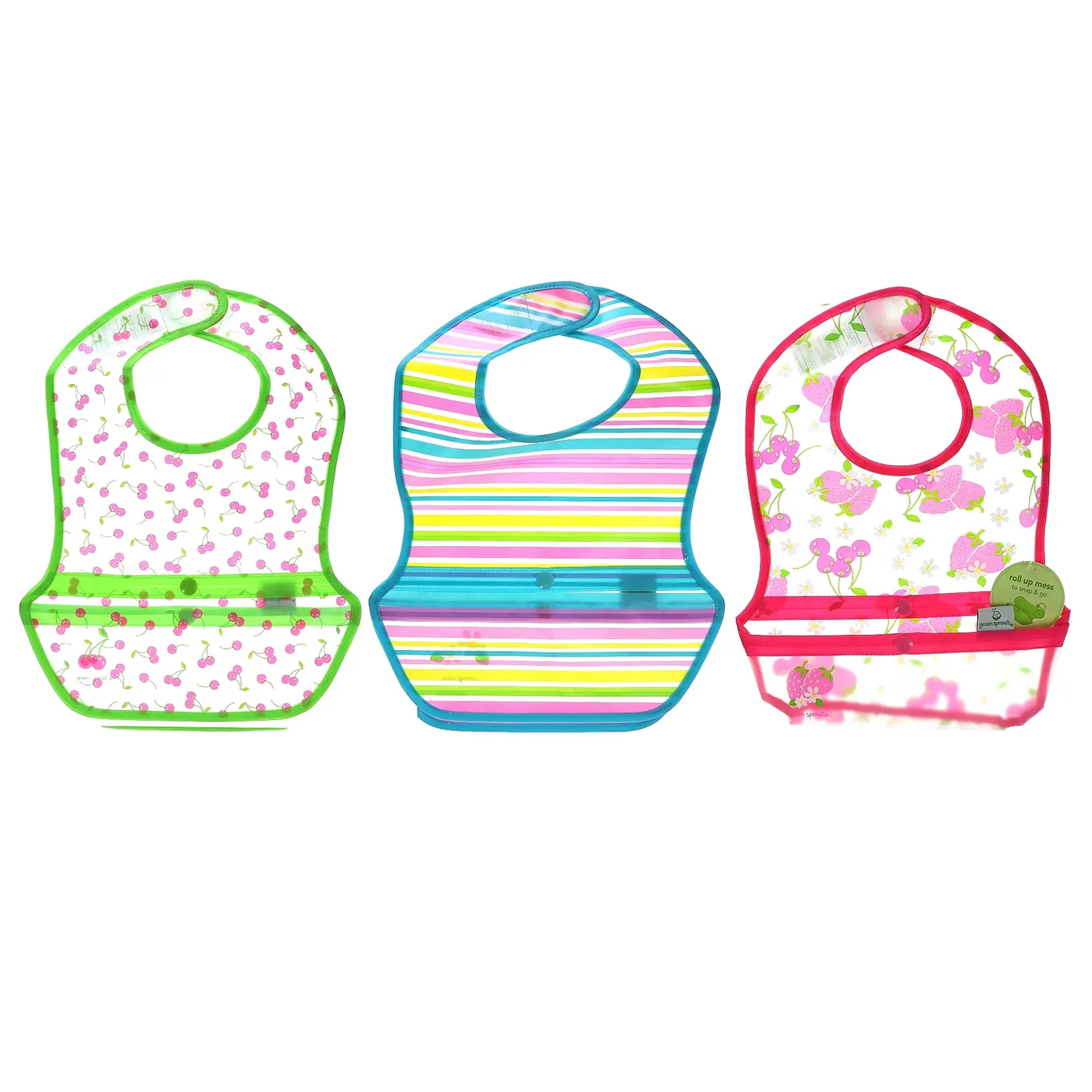 Green Sprouts, Нагрудники Snap & Go Wipe Off, 9-18 месяцев, 3 шт. В упаковке