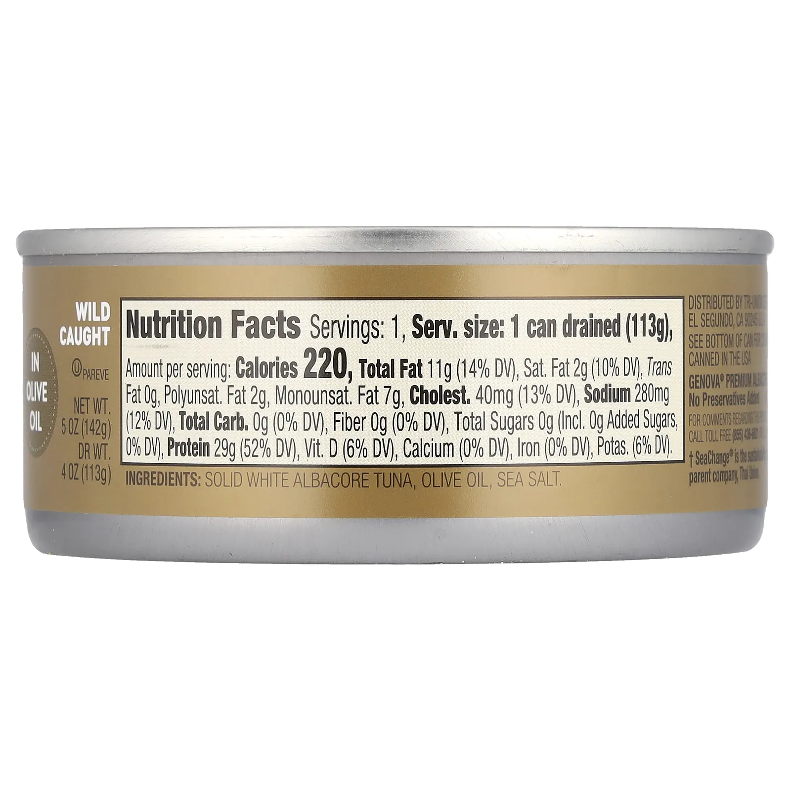 Genova, Альбакорский тунец в оливковом масле, 142 г (5 унций)