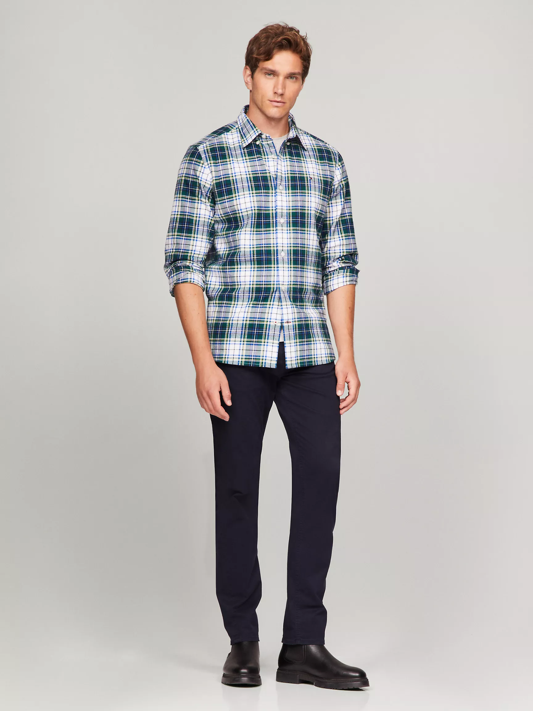 Мужская рубашка Tommy Hilfiger, Фланелевая рубашка стандартного кроя в клетку