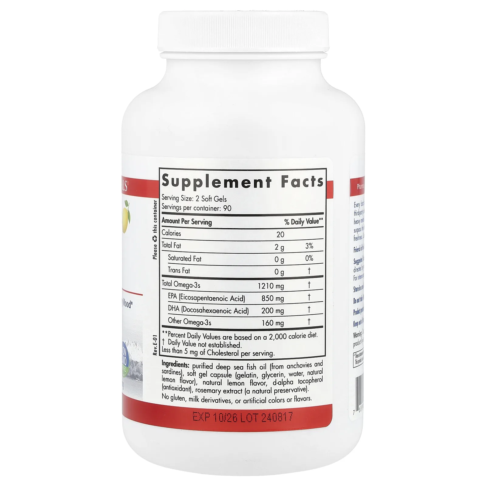 Nordic Naturals, ProEPA, лимон, 1000 мг, 180 капсул