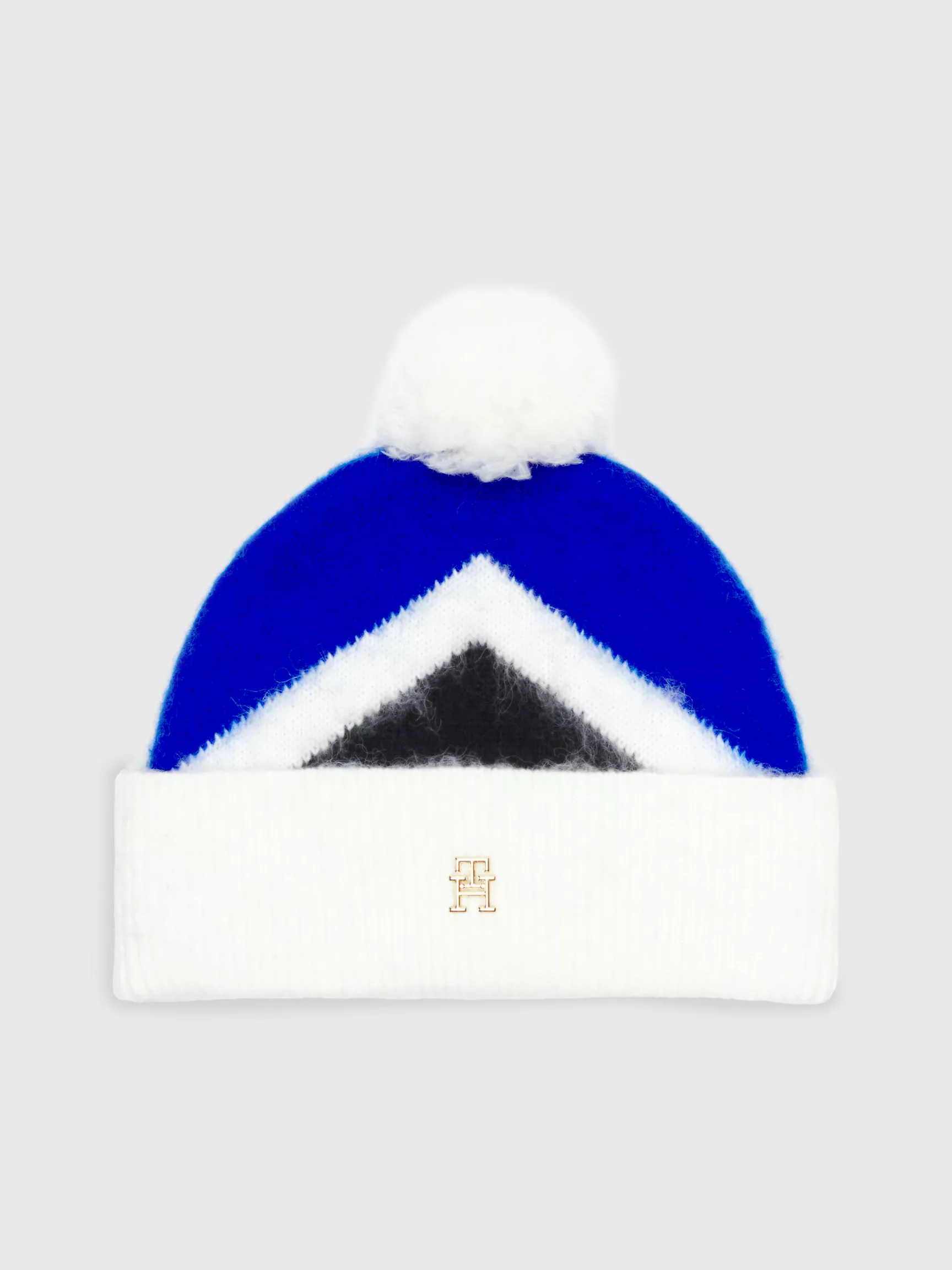 Женская шляпа Tommy Hilfiger, Шапка с логотипом TH и узором аргайл с помпоном