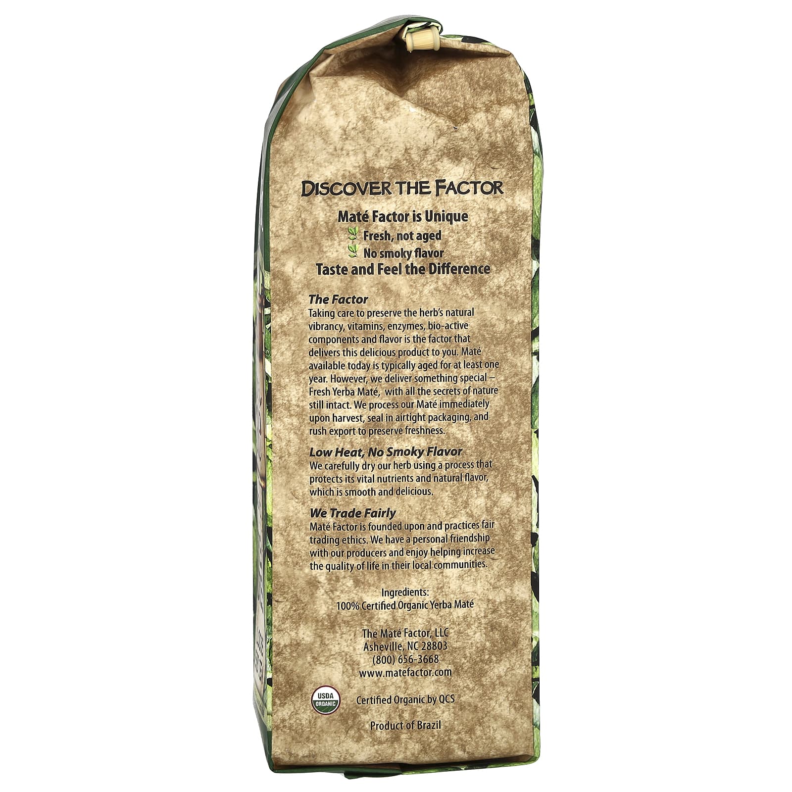 Mate Factor, Органический йерба мате, свежий зеленый листовой чай, 12 унций (340 г)