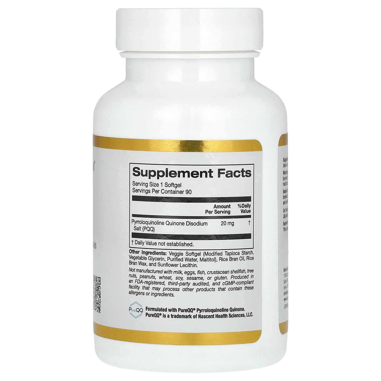 California Gold Nutrition, Пирролохинолинхинон, 20 мг, 90 растительных капсул