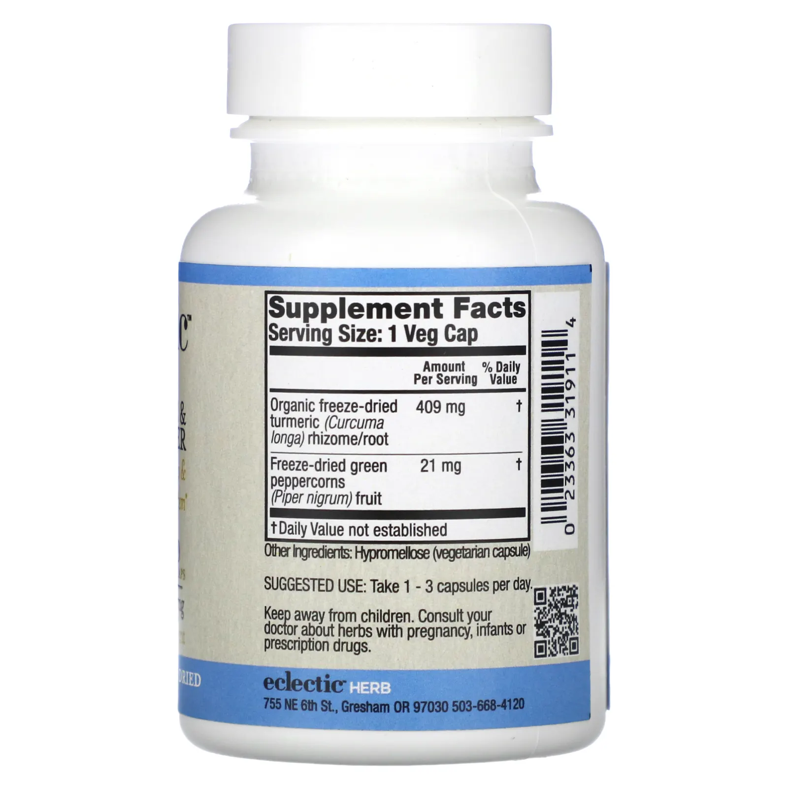 Eclectic Herb, сублимированные куркума и перец, 430 мг, 90 капсул VegCap