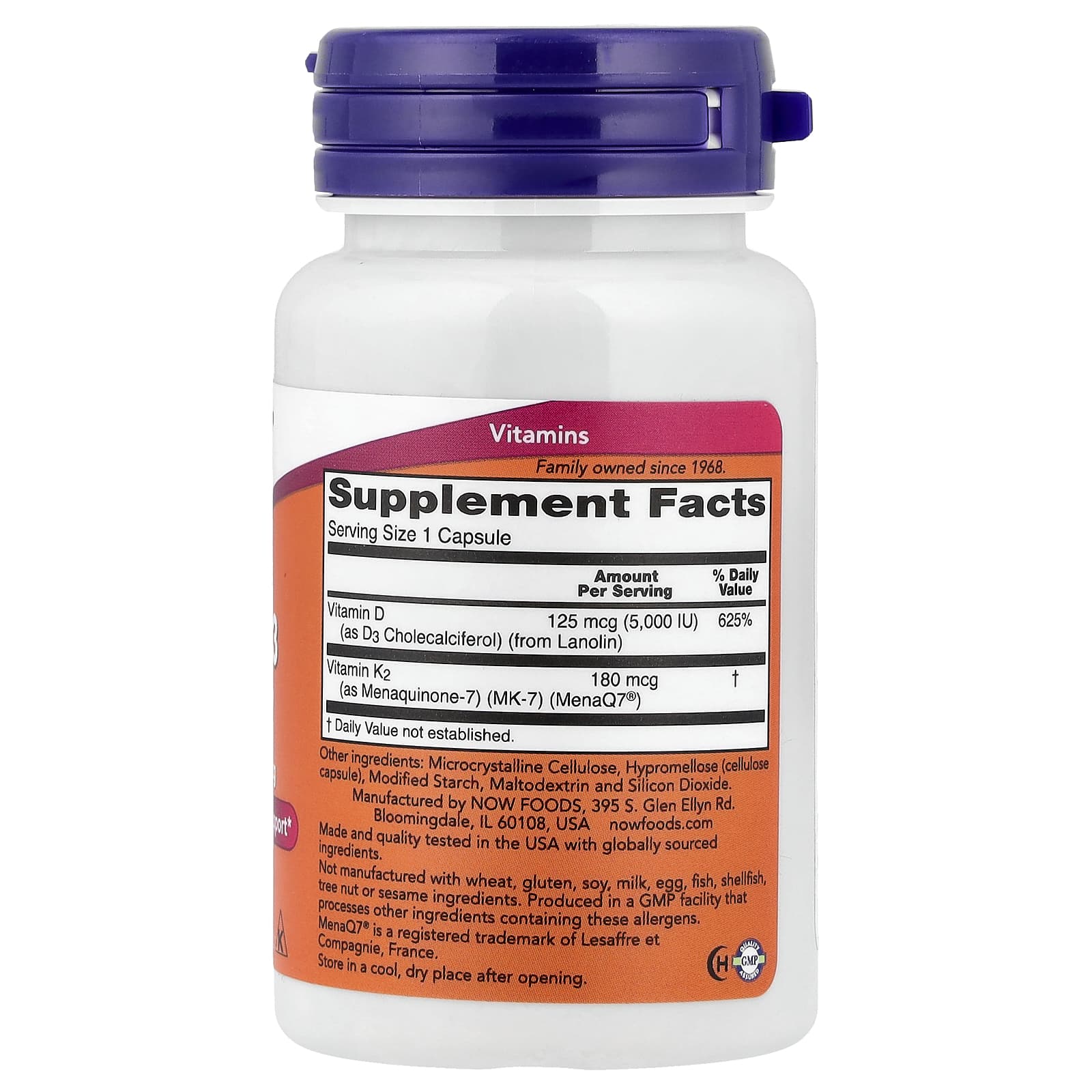 NOW Foods, Mega D3 и MK-7, 30 капсул