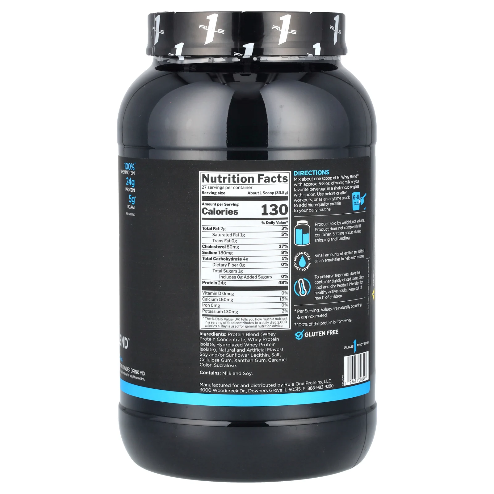 Rule One Proteins, Whey Blend, протеиновая смесь для приготовления напитка, со вкусом подсоленной карамелью, 905 г (1,99 фунта)