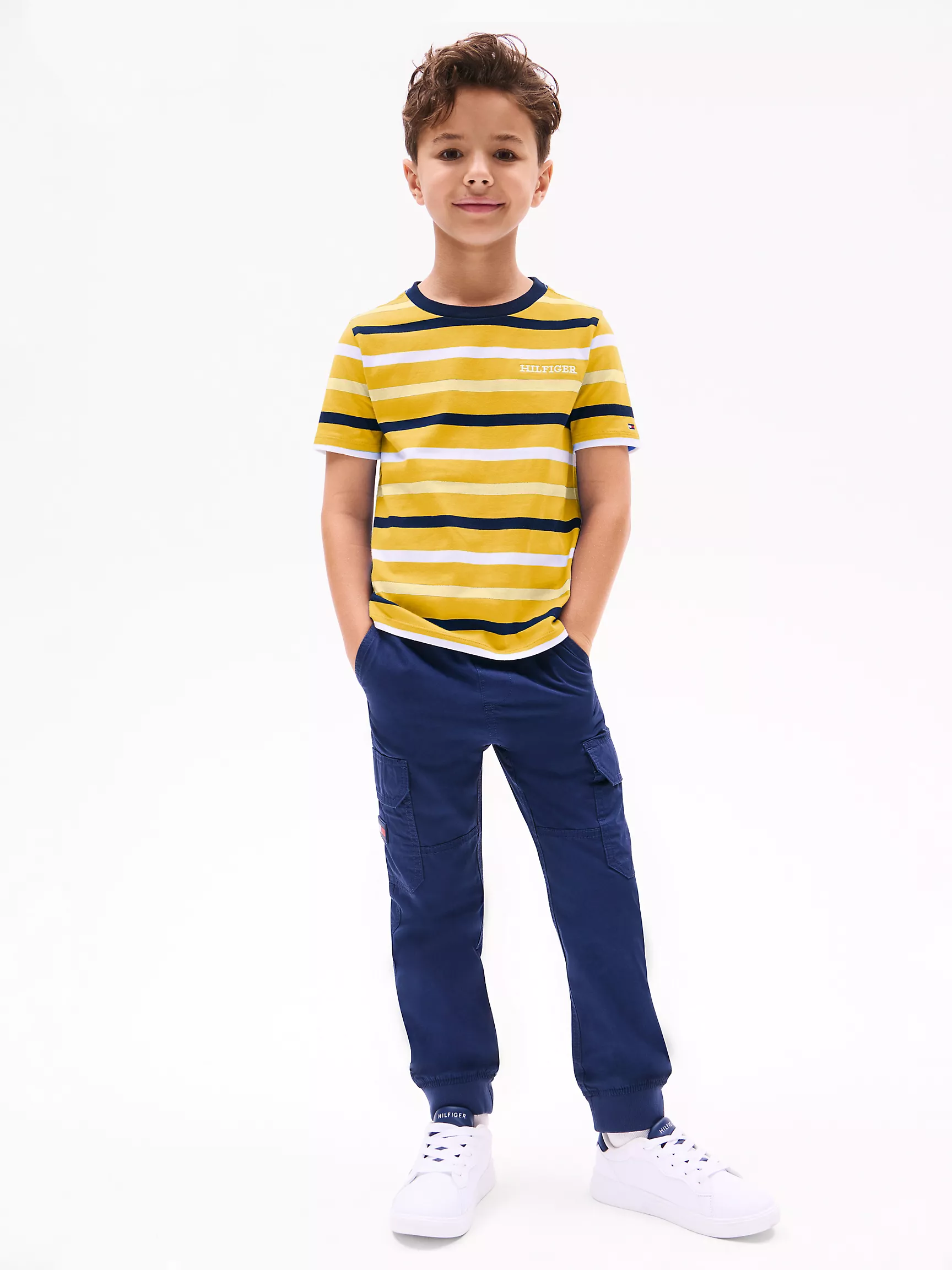 Футболка Tommy Hilfiger для мальчиков, Детская полосатая футболка с монограммным логотипом