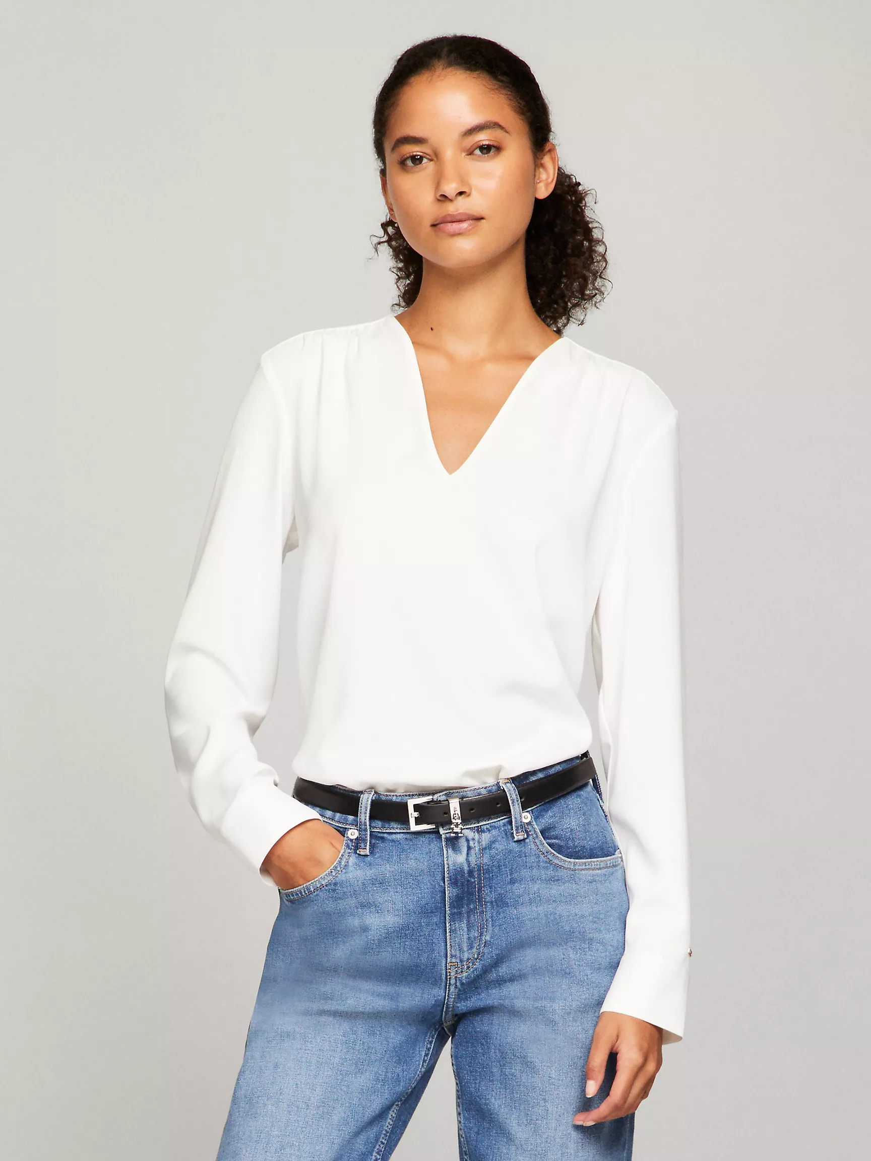 Женская рубашка Tommy Hilfiger, Свободный топ с V-образным вырезом