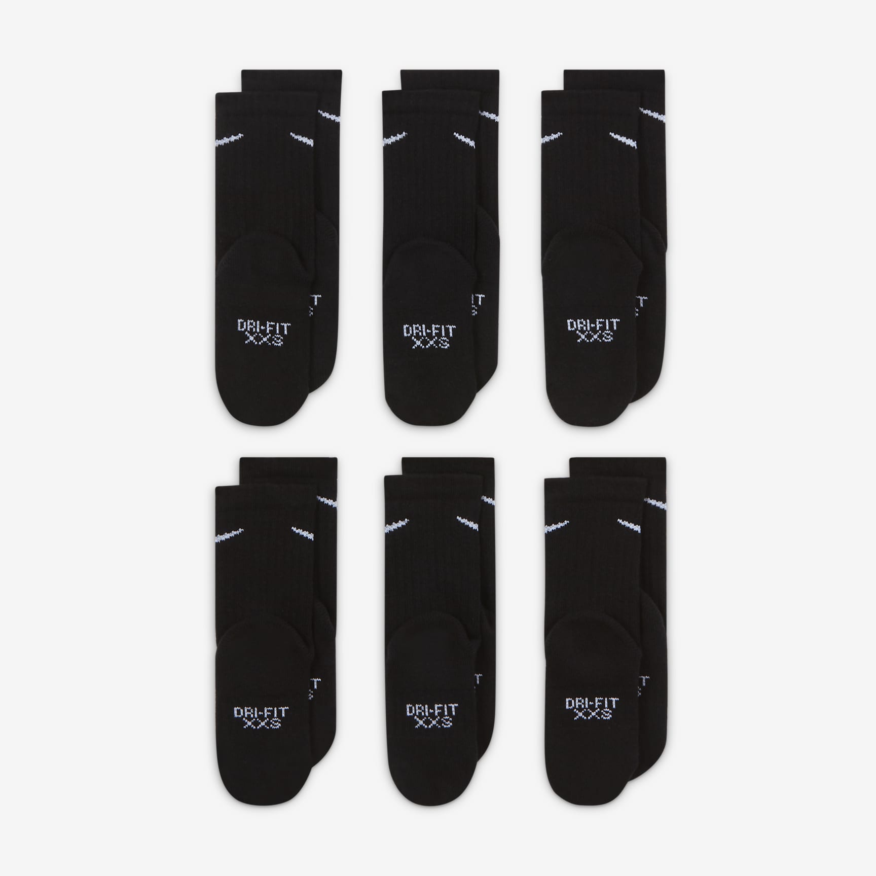 Nike Dri-FIT Performance Basics Little Kids' Crew Socks (6 Pairs)