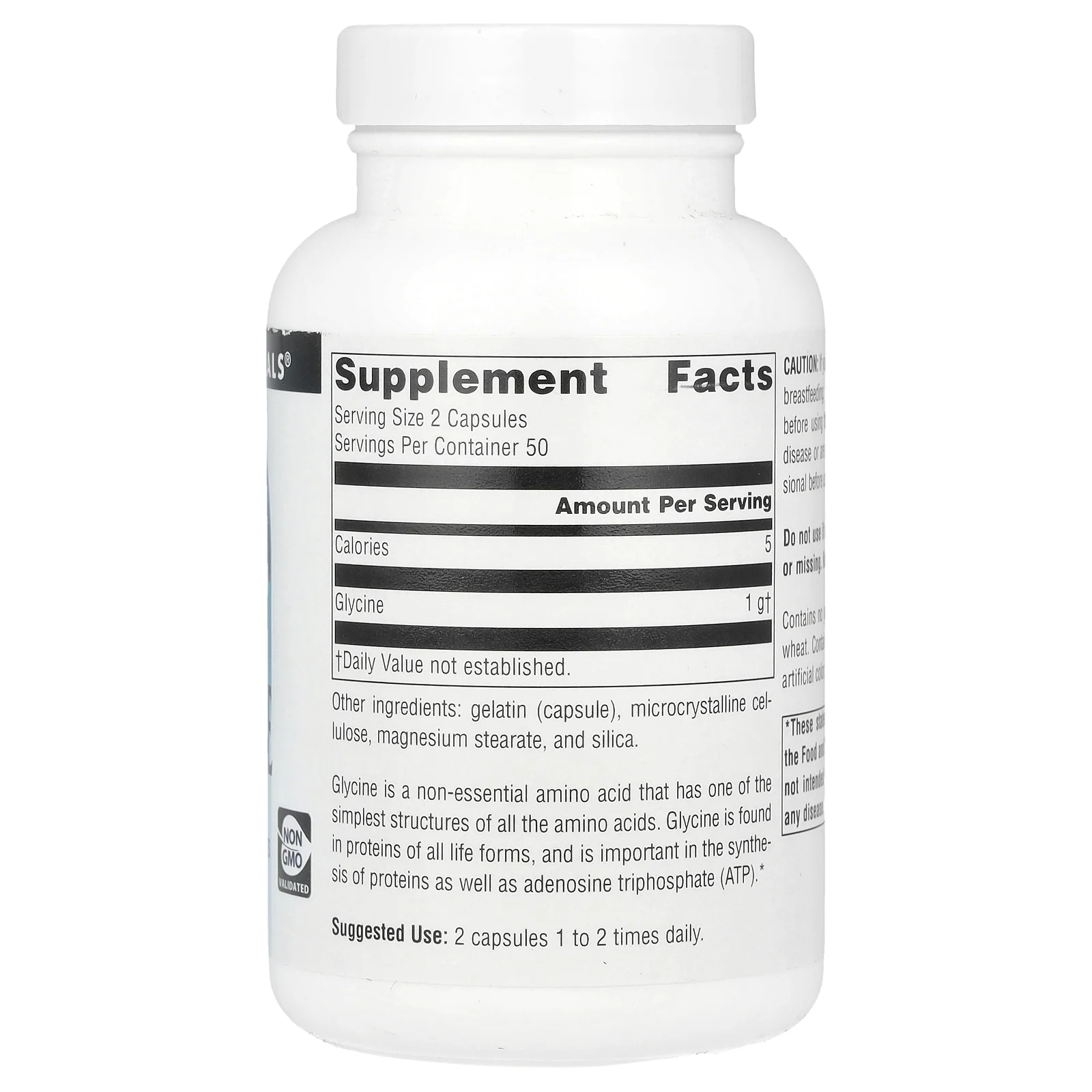 Source Naturals, Глицин, 1000 мг, 100 капсул (500 мг на капсулу)