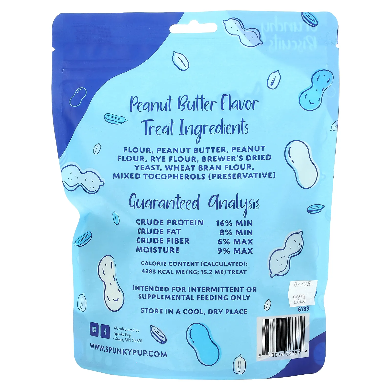 Spunky Pup, All Natural Dog Treats, хрустящее печенье, хрустящее арахисовое масло, 283 г (10 унций)