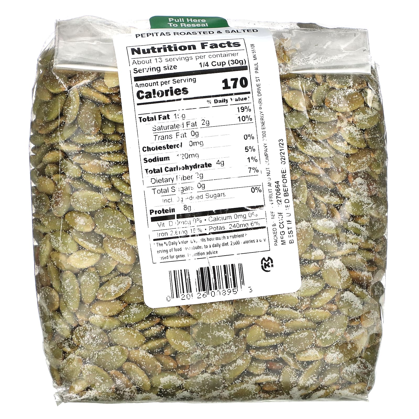 Bergin Fruit and Nut Company, обжаренные соленые тыквенные семечки, 397 г (14 унций)