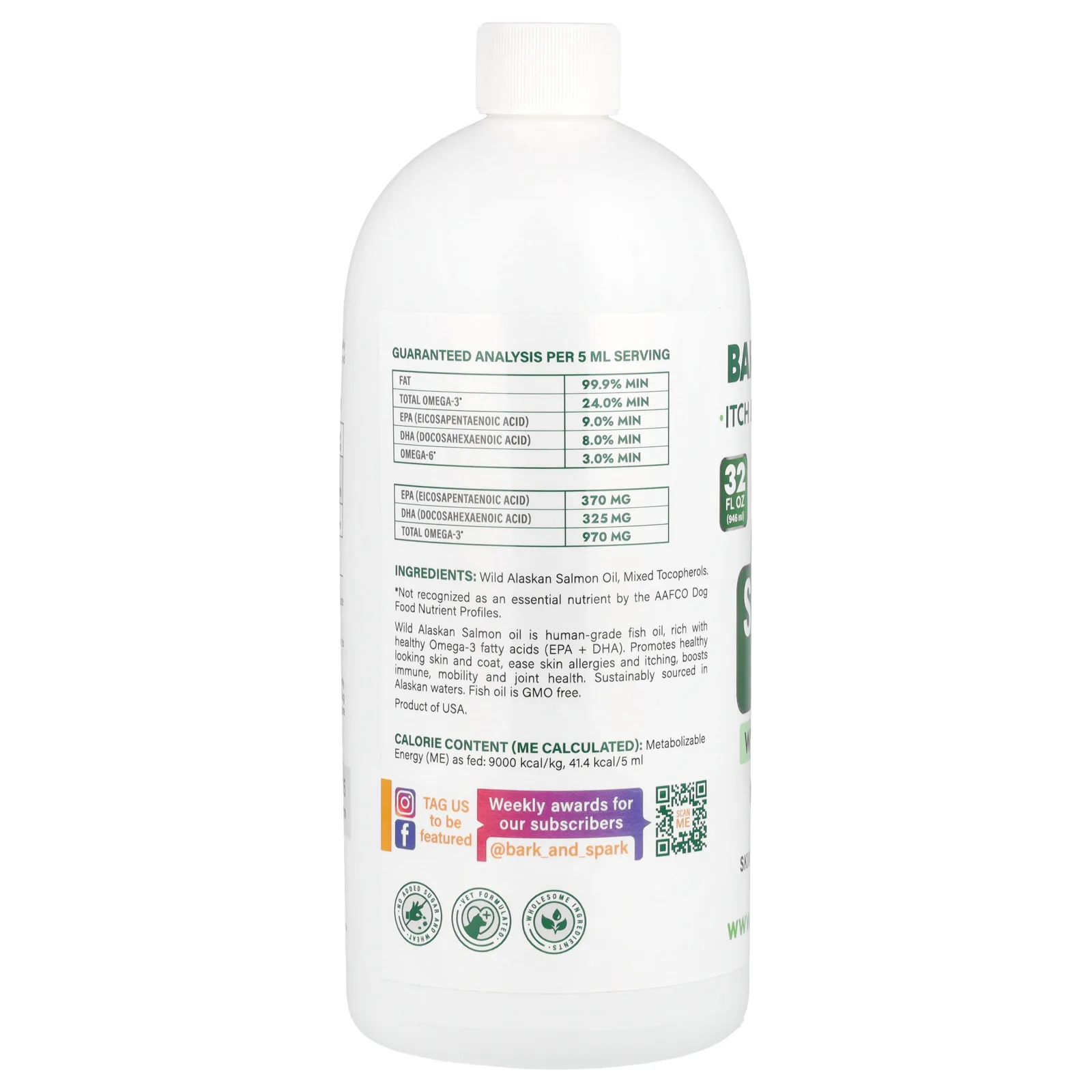 Bark&Spark, Salmon Oil, For Dogs & Cats, 32 fl oz (946 ml)