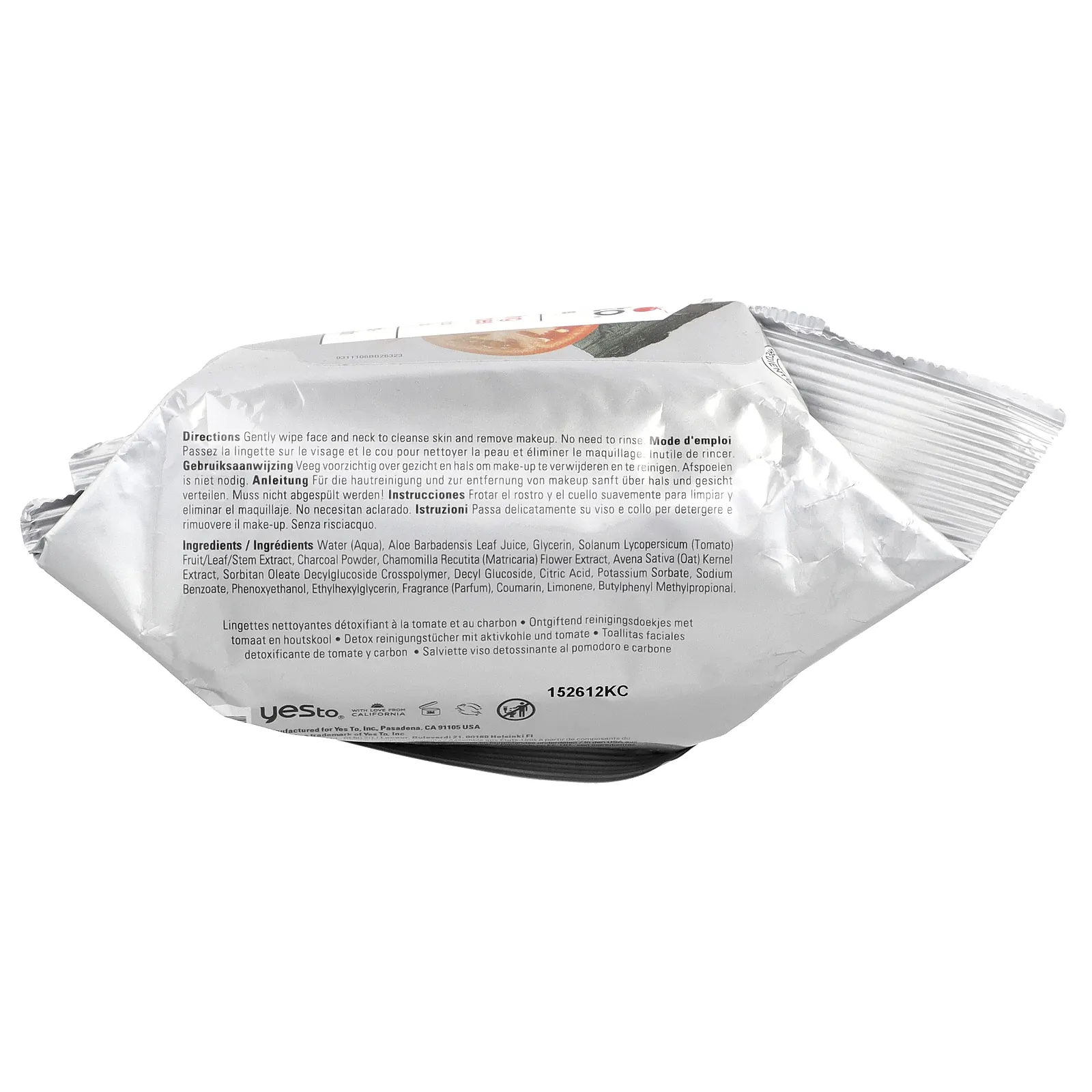 Yes To, Очищающие салфетки для лица, кожа, склонная к появлению пятен, томаты с древесным углем, 30 салфеток