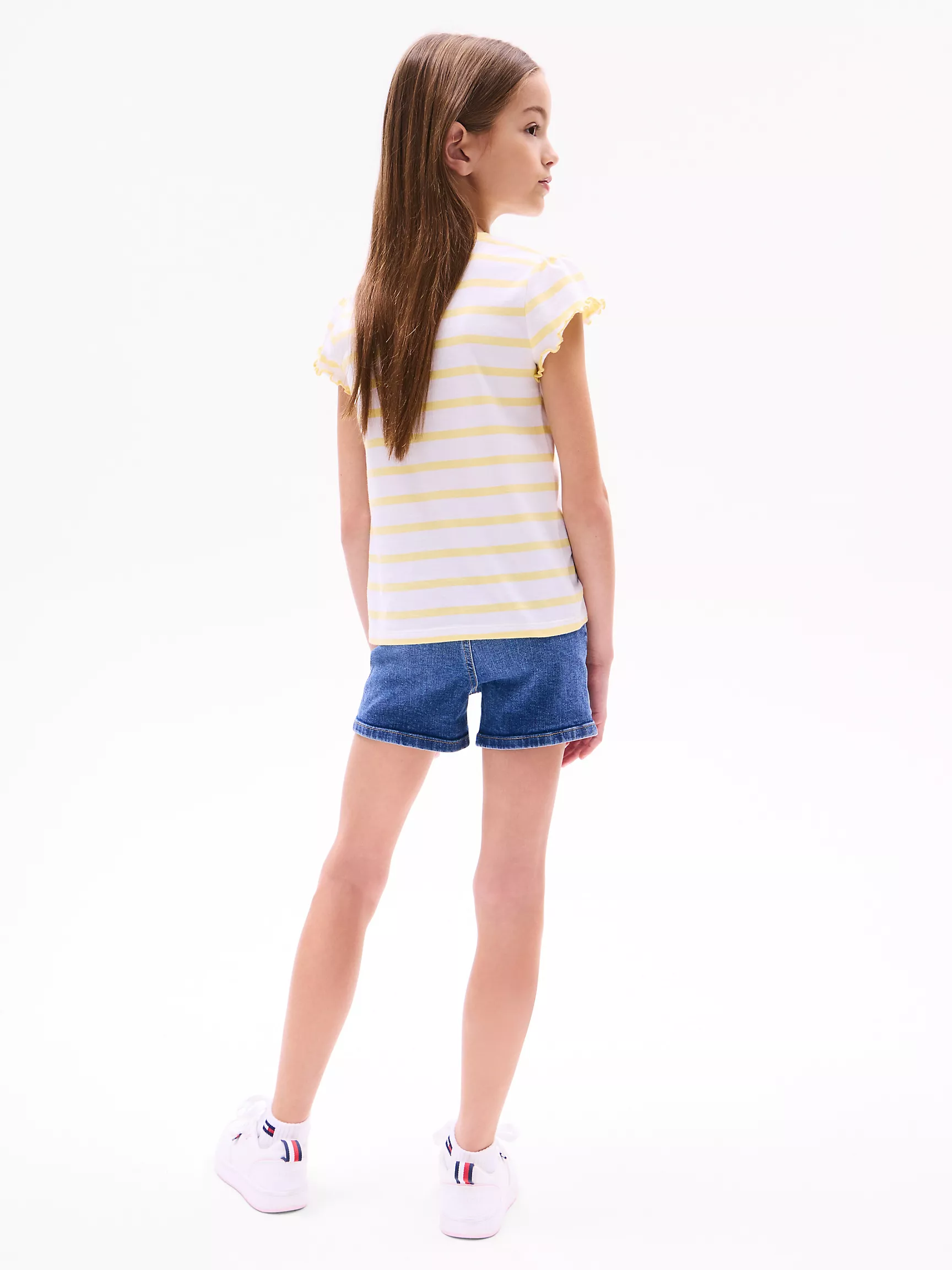 Футболка для девочек Tommy Hilfiger, Детская футболка в полоску с рукавами-воланами