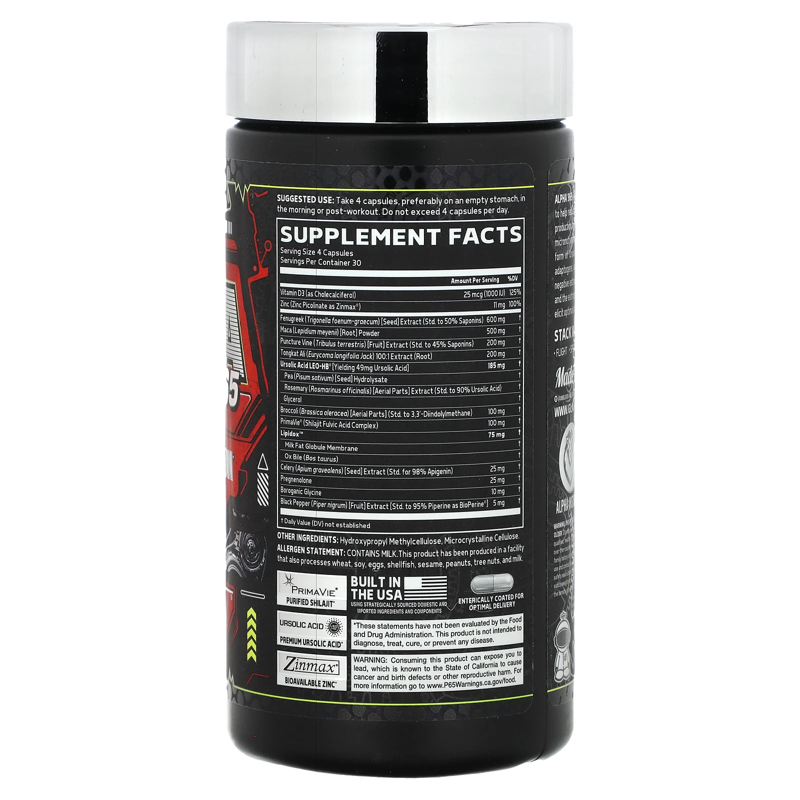 Glaxon, ALPHA 365, добавка для оптимизации мужского здоровья, 120 капсул