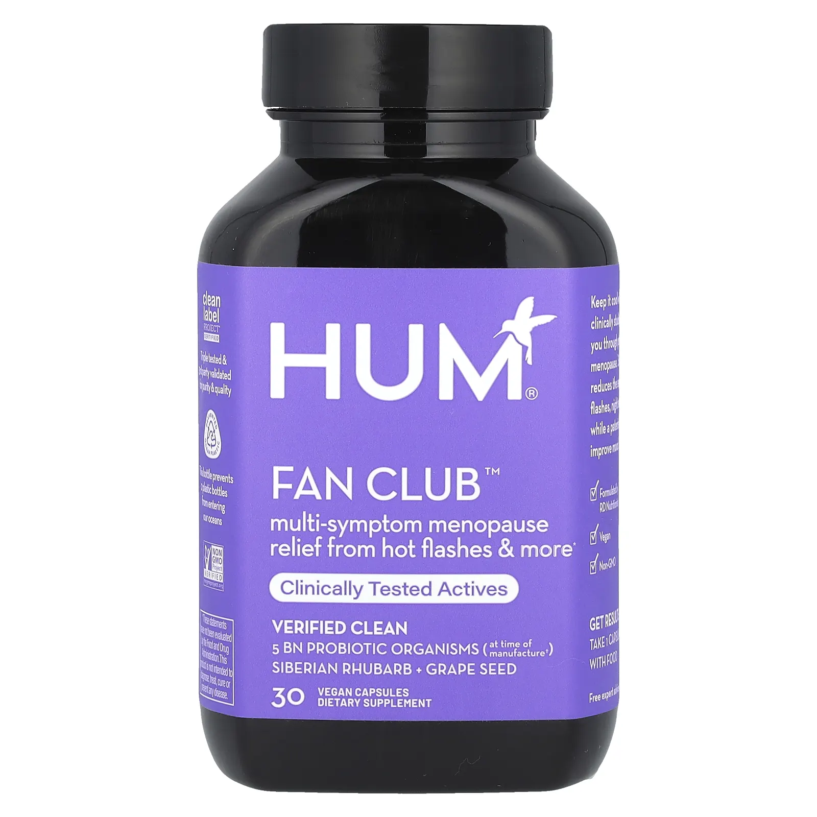 HUM Nutrition, Fan Club™, Multi-Symptom Menopause Relief, 30 Vegan Capsules