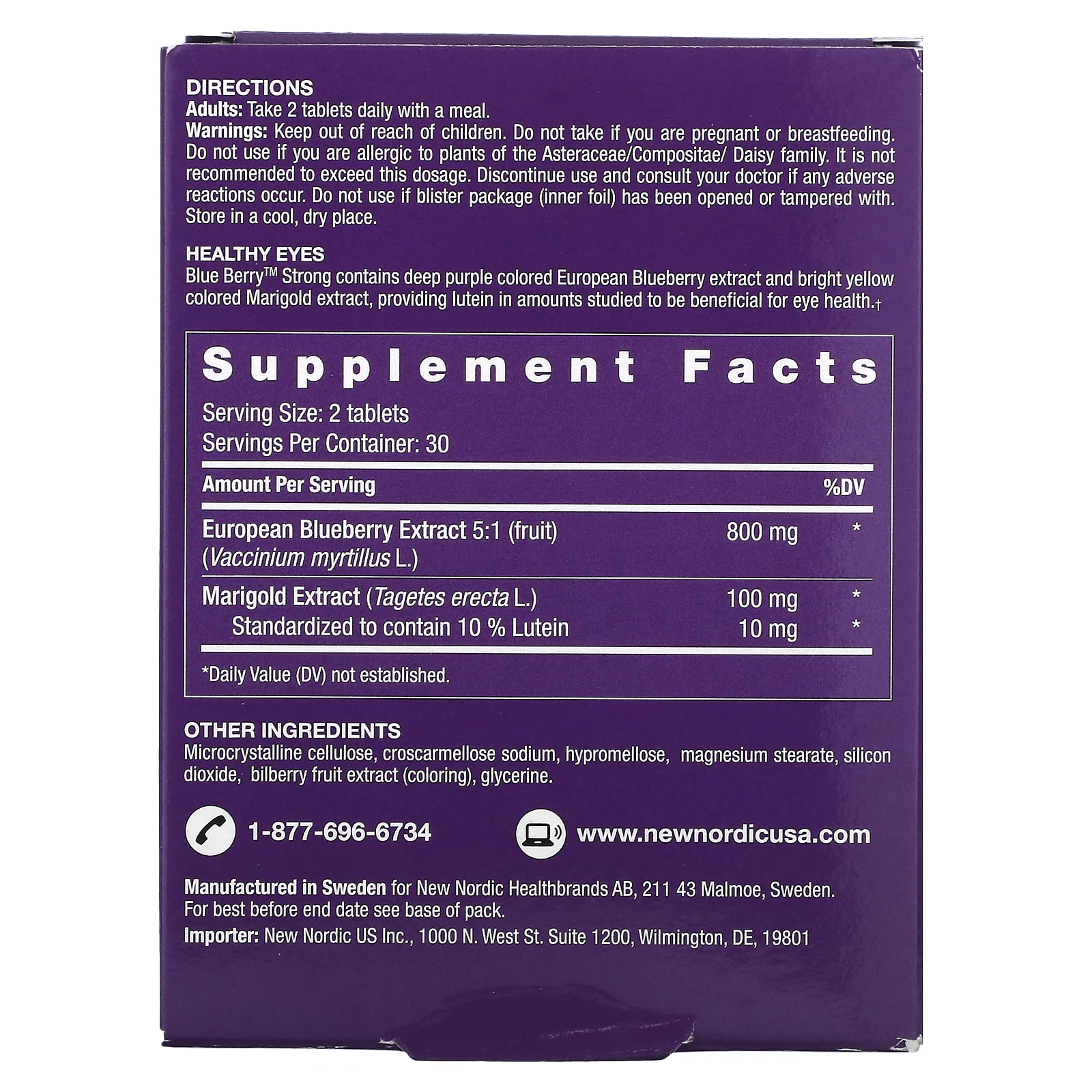 New Nordic, Blue Berry Strong, 120 таблеток