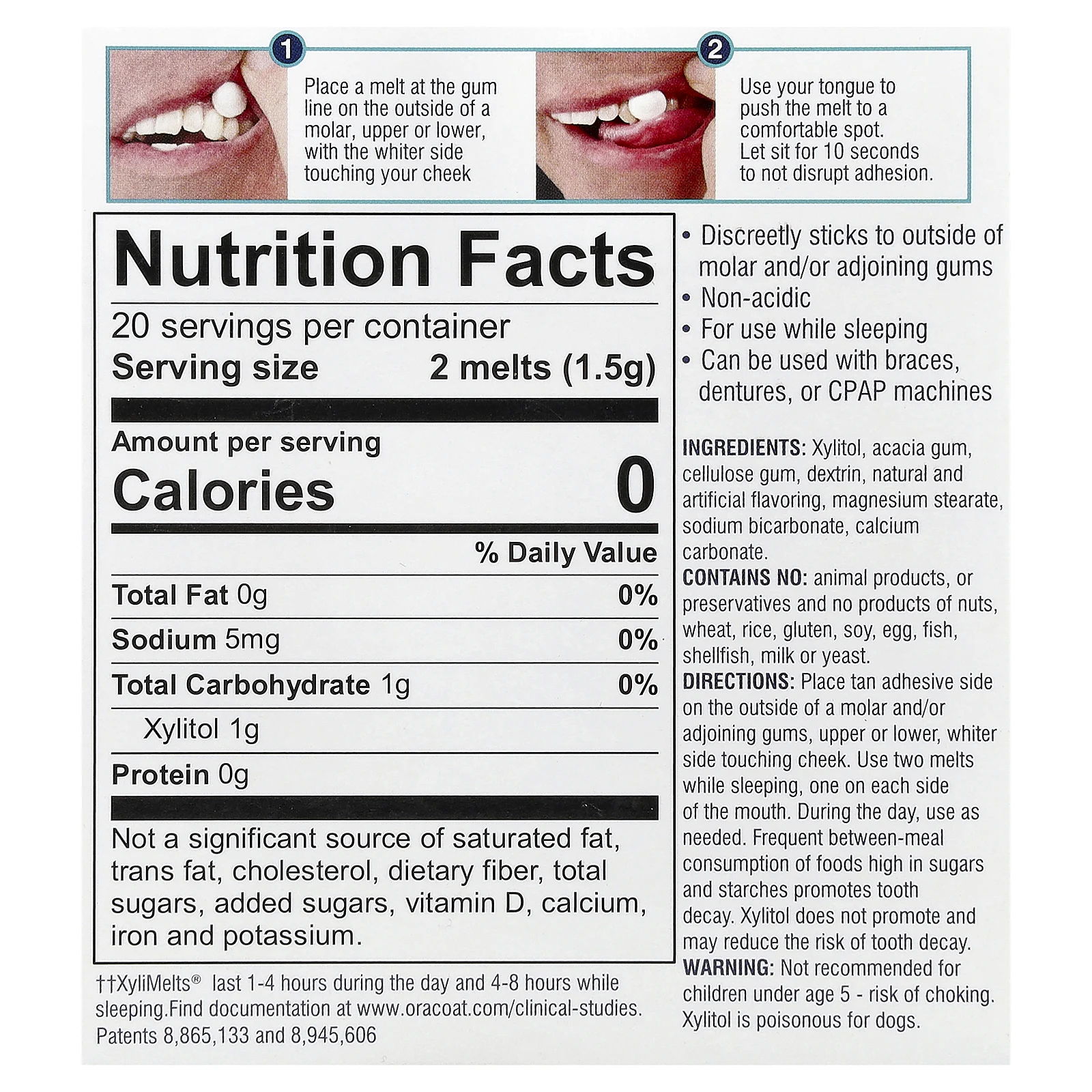 OraCoat, XyliMelts®, средство от сухости во рту, ягодный смузи, 40 таблеток