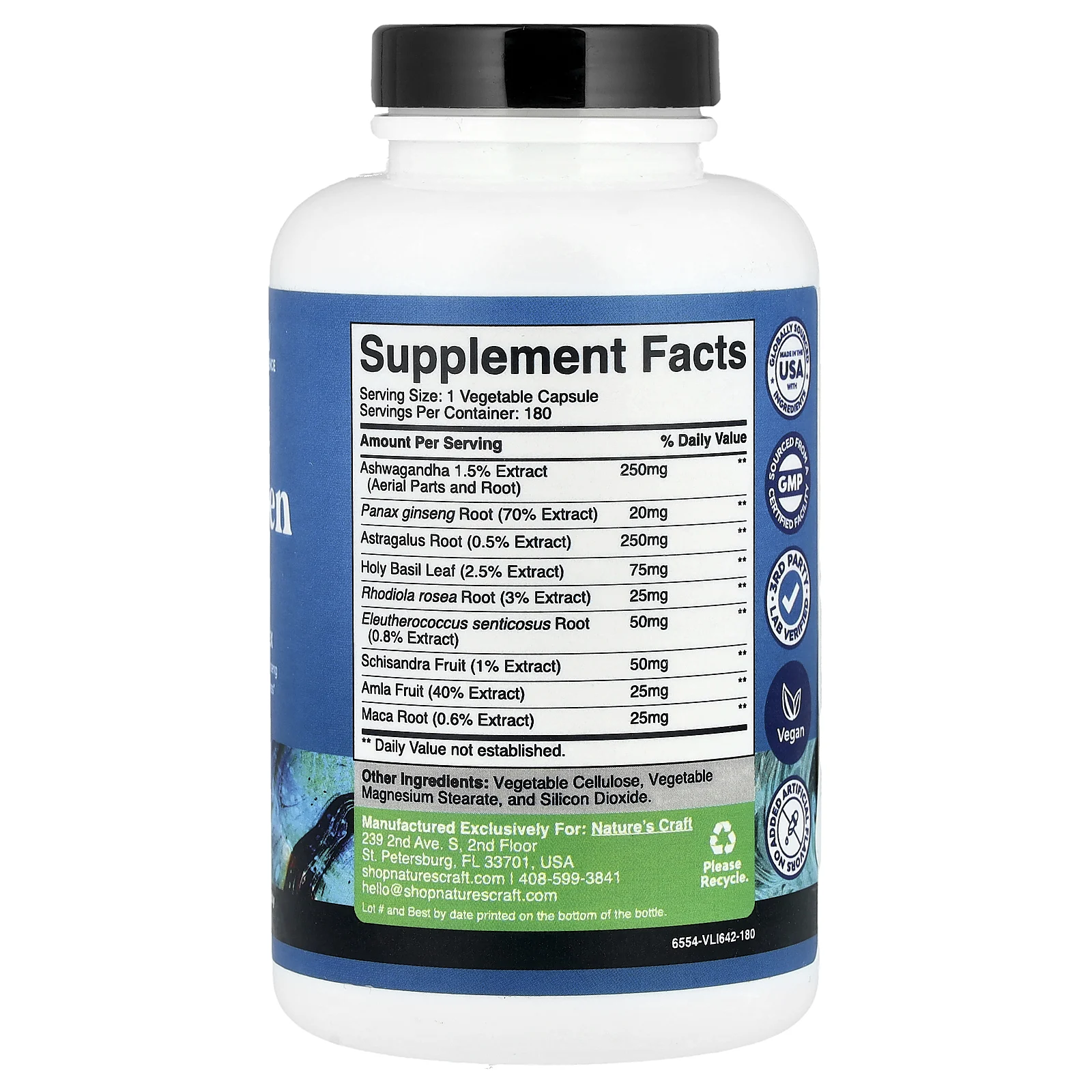 Nature's Craft, Смесь адаптогенов, 180 капсул