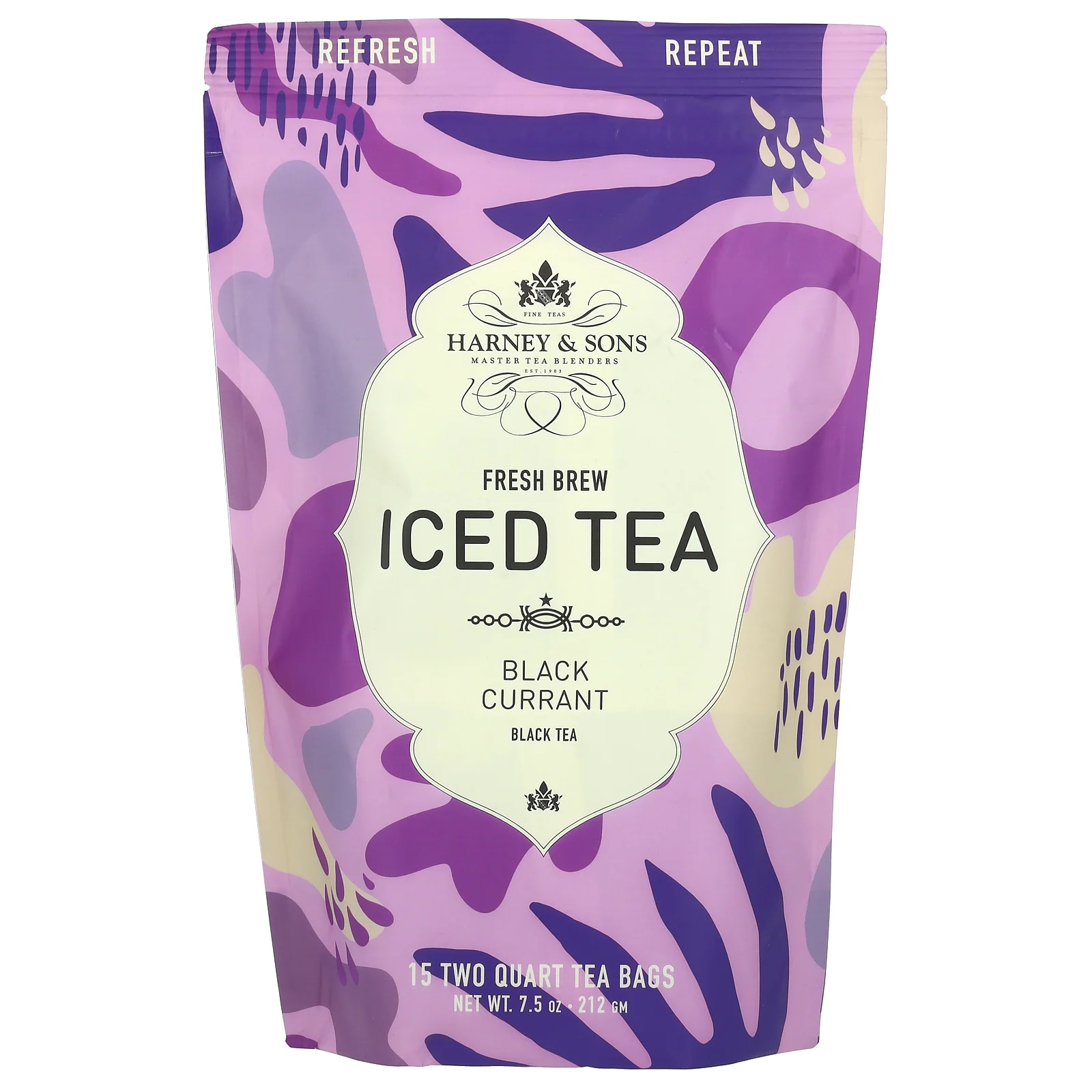 Harney & Sons, Fresh Brew Iced Tea, чай со льдом из черной смородины, 15 чайных пакетиков, 212 г (7,5 унции)