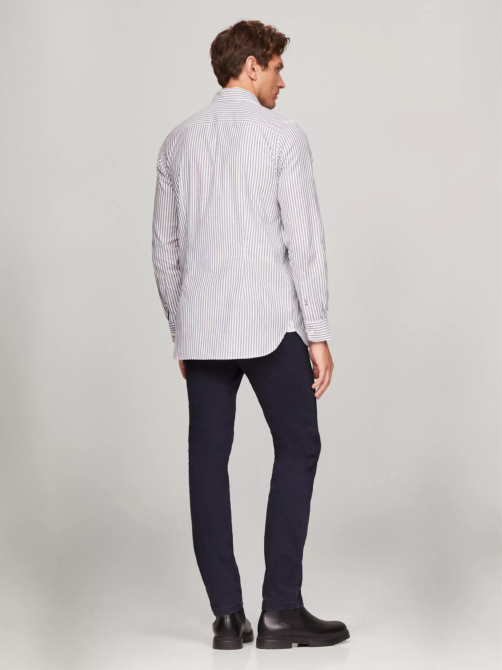 Мужская рубашка Tommy Hilfiger, Полосатая эластичная рубашка из поплина приталенного кроя