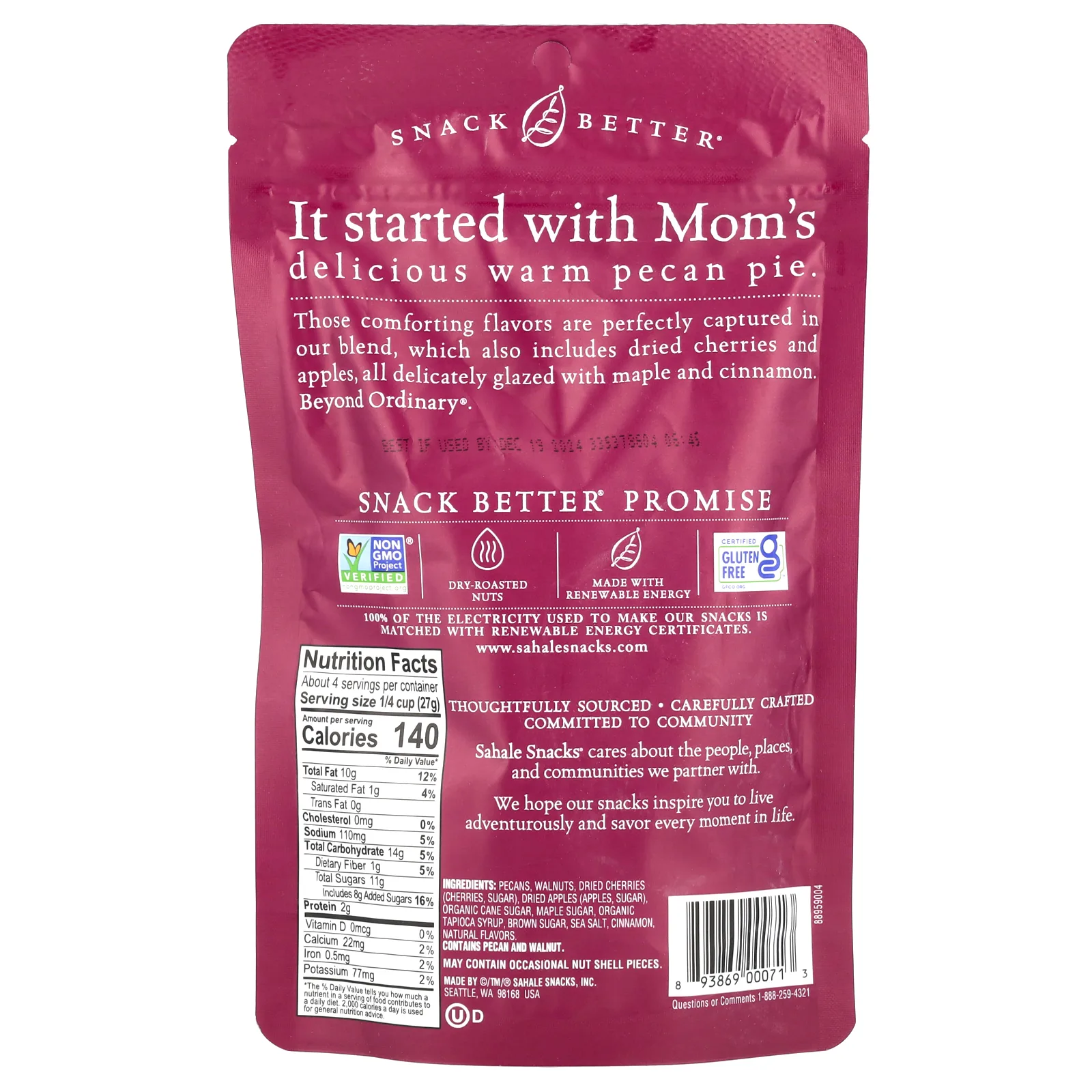 Sahale Snacks, Кленовый орех и пекан, глазированная смесь, 113 г (4 унции)