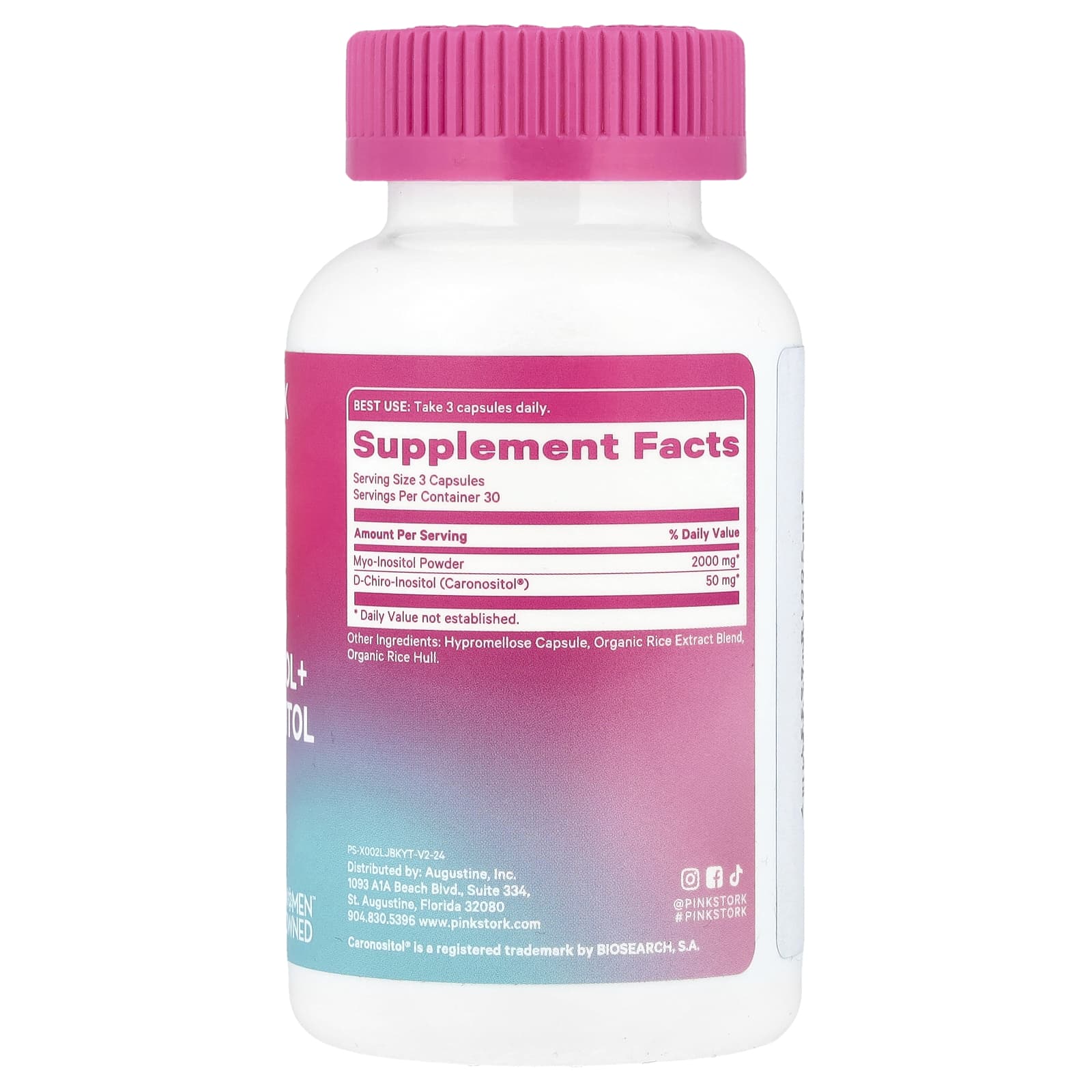 Pink Stork, Мио-инозитол + D-хиро-инозитол в соотношении 40: 1, 90 капсул