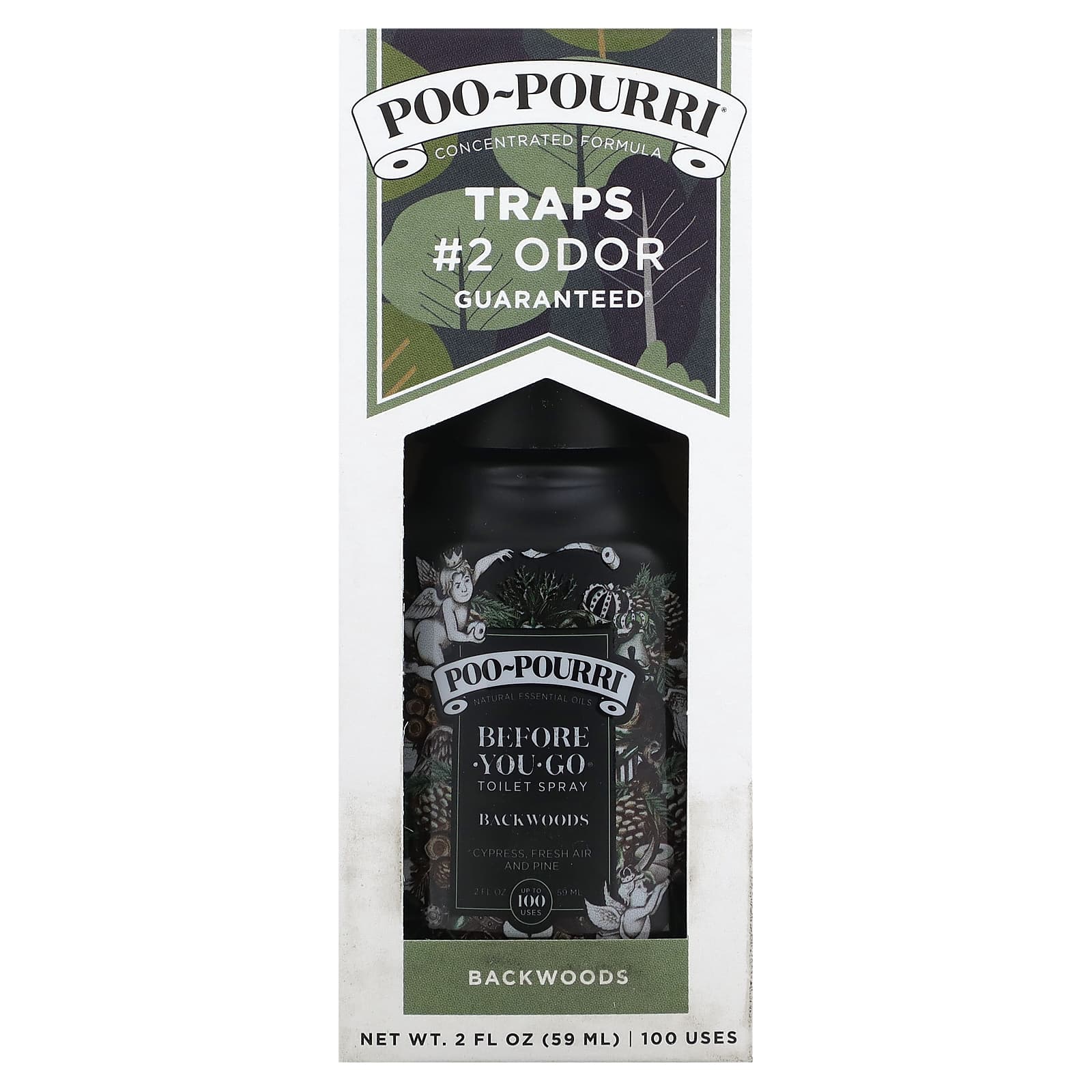 Poo-Pourri, Спрей для туалета Before You Go, Backwoods, Cypress, Fresh Air and Pine, 59 мл (2 жидк. Унции)