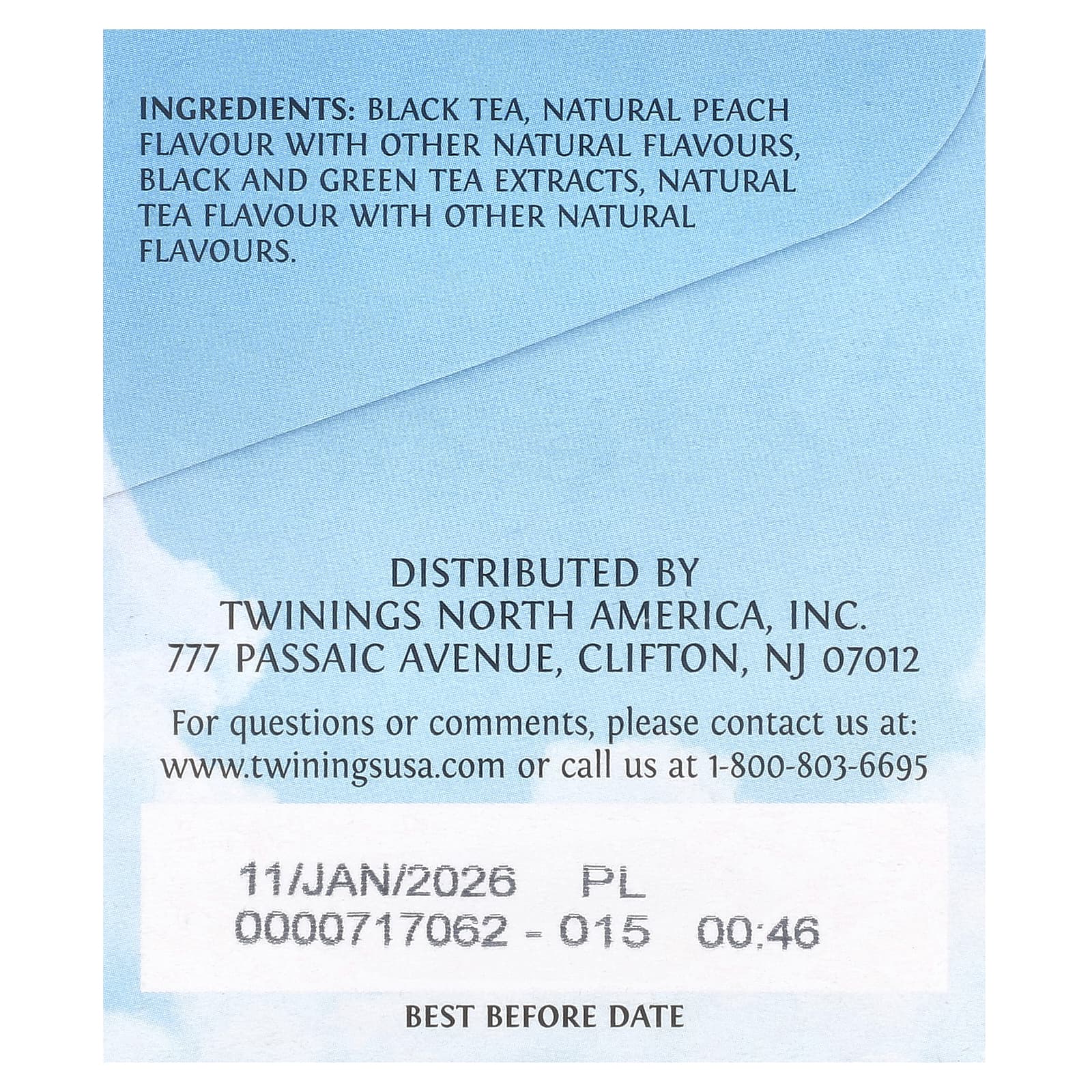 Twinings, холодный чай со льдом, несладкий черный чай, со вкусом персика, 20 чайных пакетиков на одну порцию, 40 г (1,41 унции)