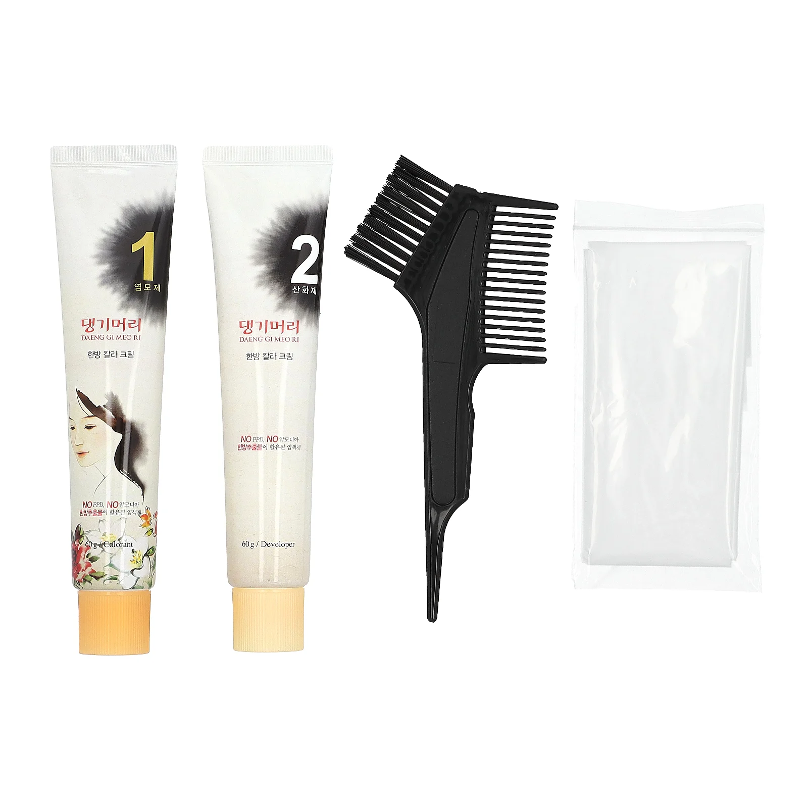 DAENG GI MEO RI, краска для волос с лекарственными травами, черный, 1 набор