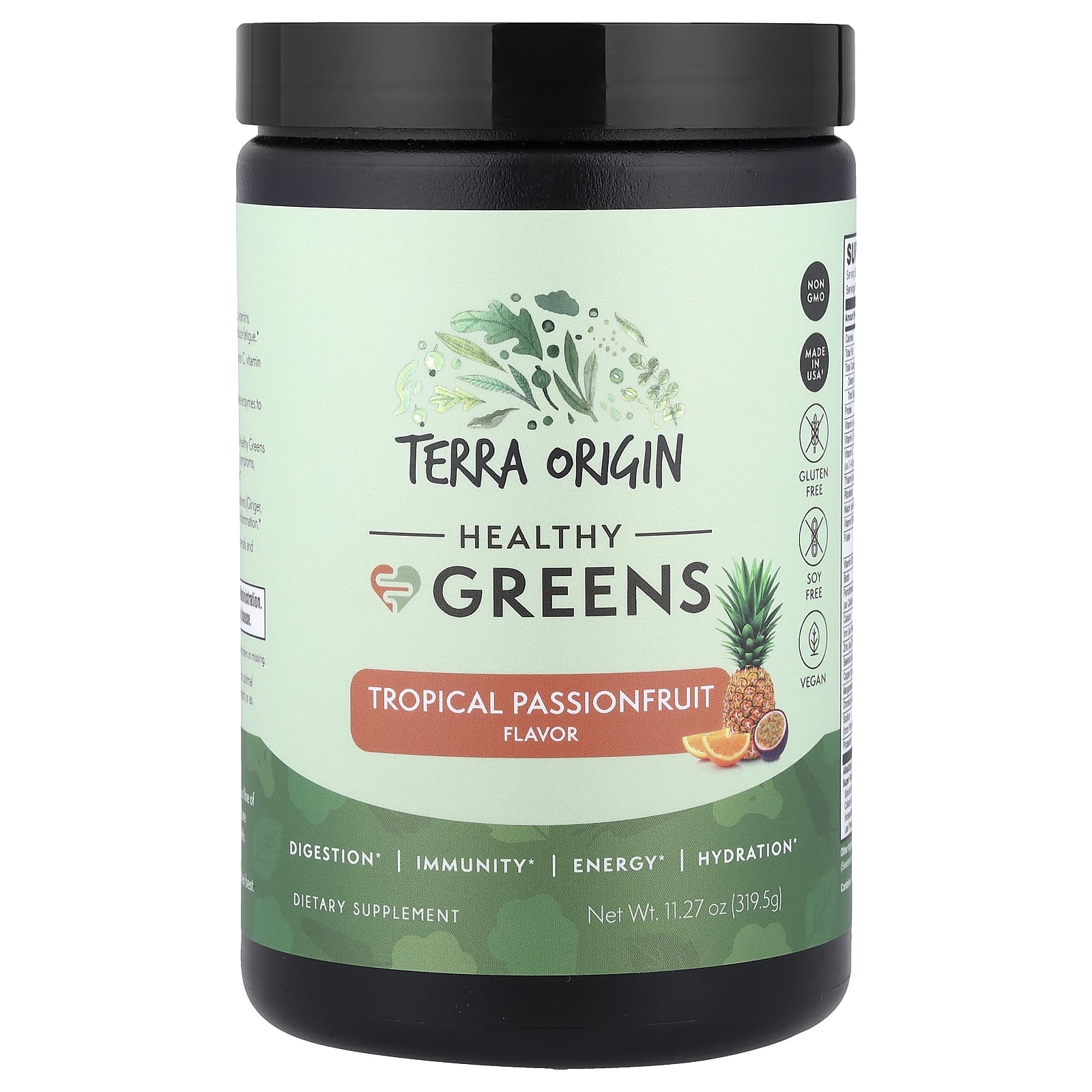 Terra Origin, Healthy Greens, тропическая маракуйя, 319,5 г (11,27 унции)