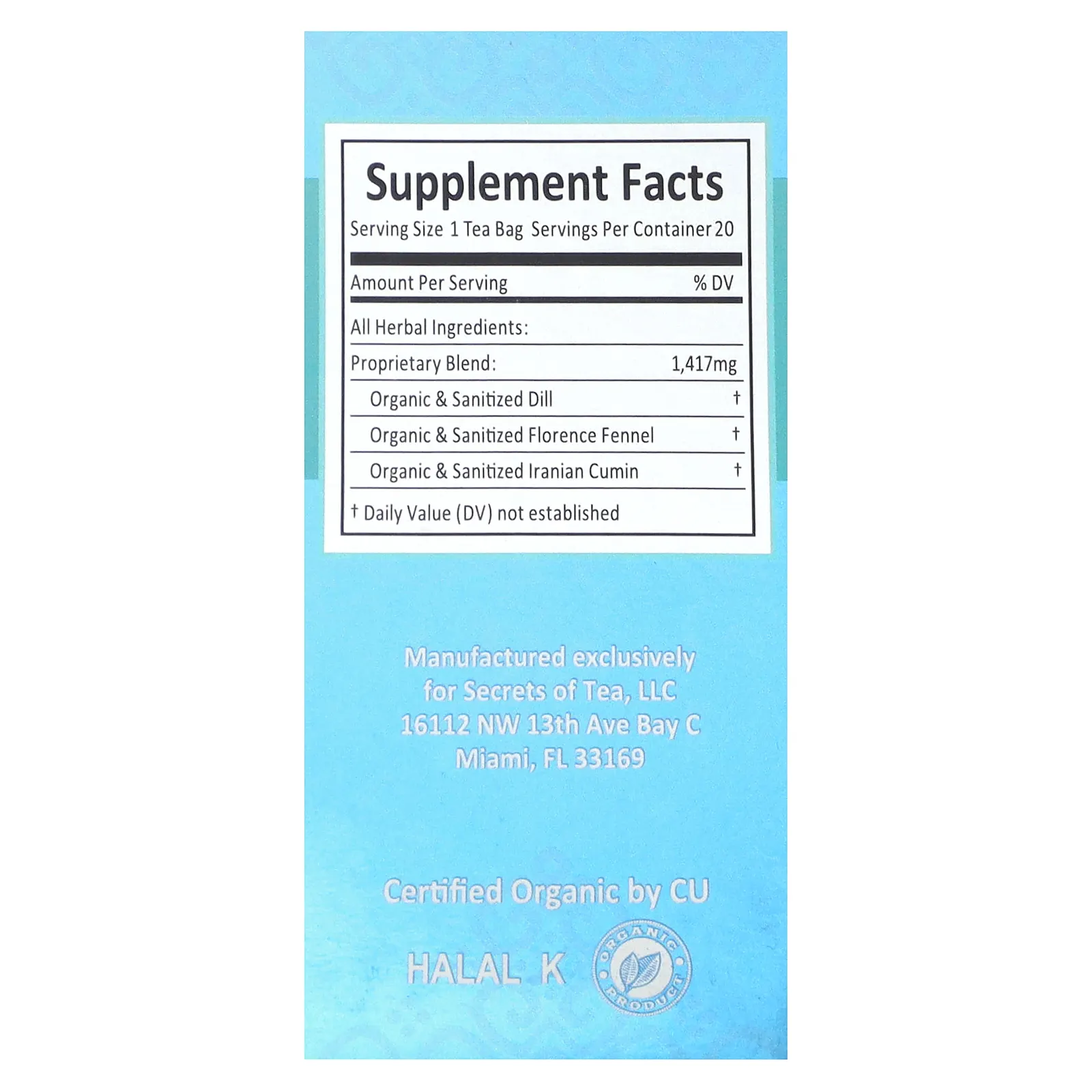 Secrets of Tea, органический чай для детей от колик, без кофеина, 20 неотбеленных чайных пакетиков, 28 г (1 унция)