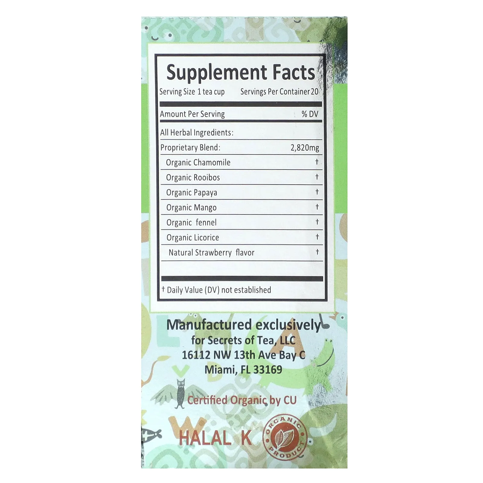 Secrets of Tea, детский чай Magic, без кофеина, с фруктами, 20 неотбеленных чайных пакетиков, 40 г (1,4 унции)