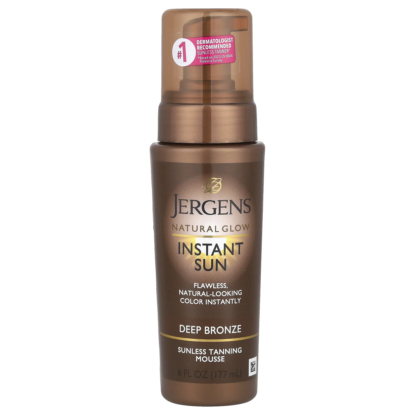 Jergens, Мусс для автозагара Natural Glow, Instant Sun, оттенок Deep Bronze, 177 мл