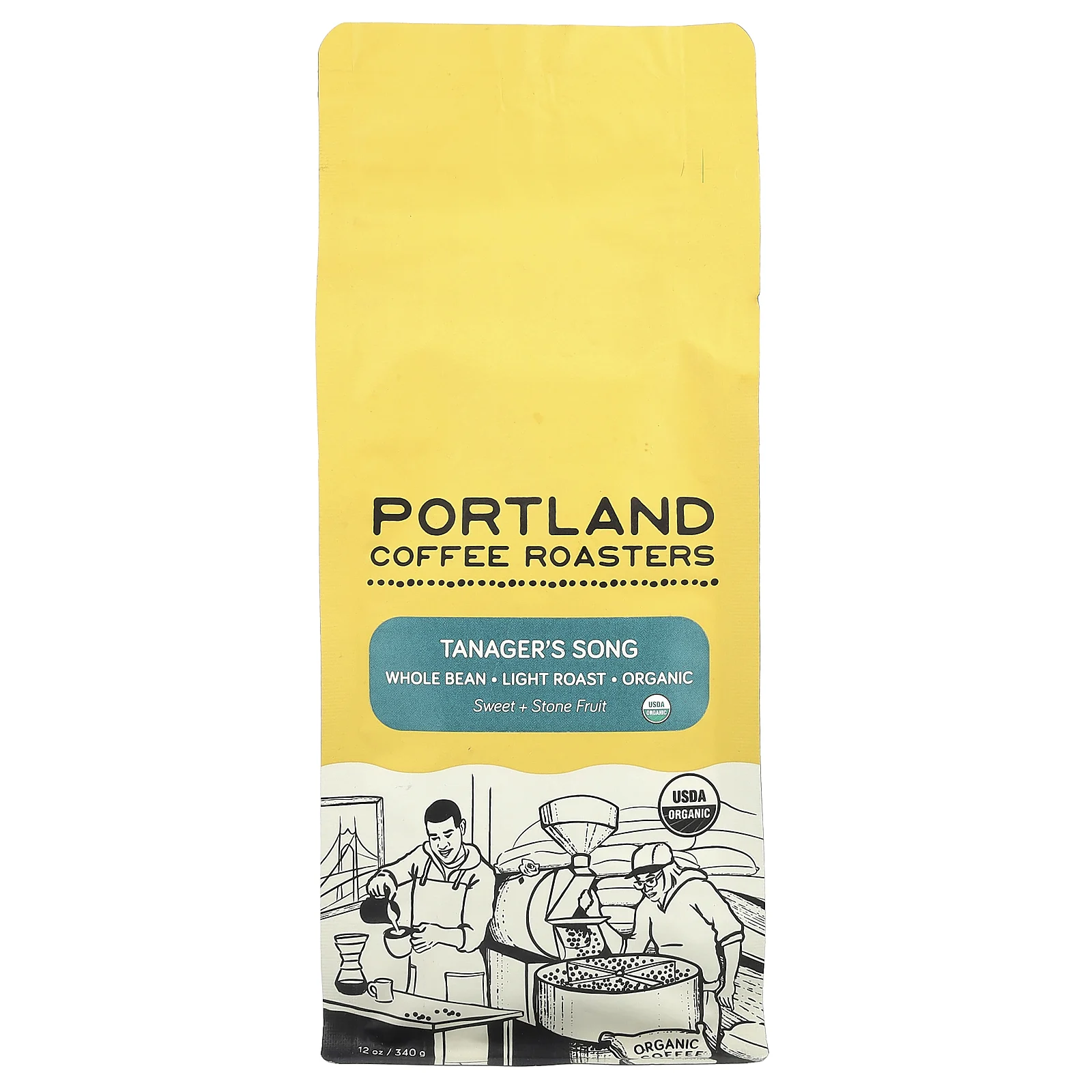 Portland Coffee Roasters, Органический кофе, цельные зерна, легкая обжарка, песня Танагера, 340 г (12 унций)