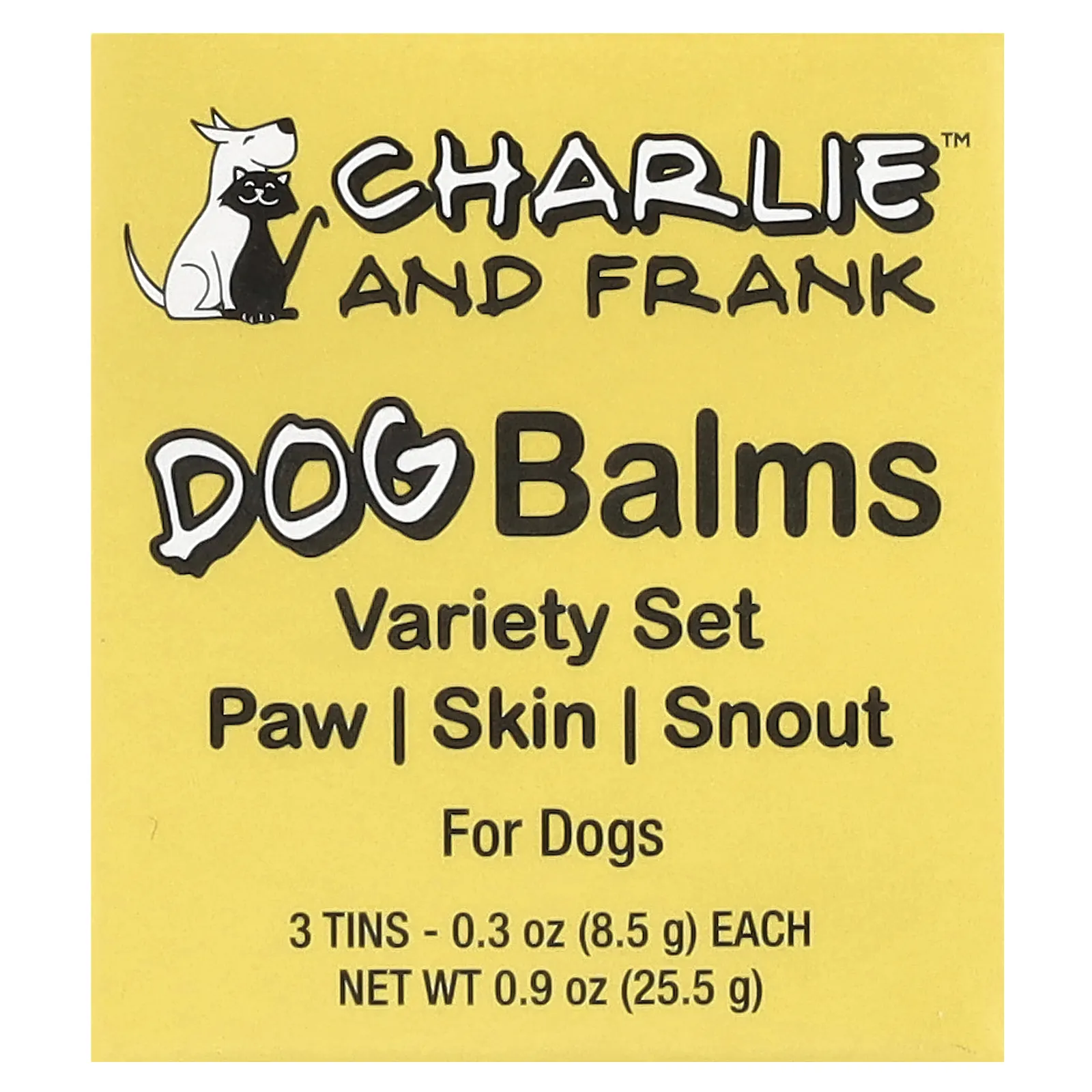 Charlie and Frank, набор бальзамов для собак, для лап, кожи и носа, 3 баночки по 8,5 г (0,3 унции)