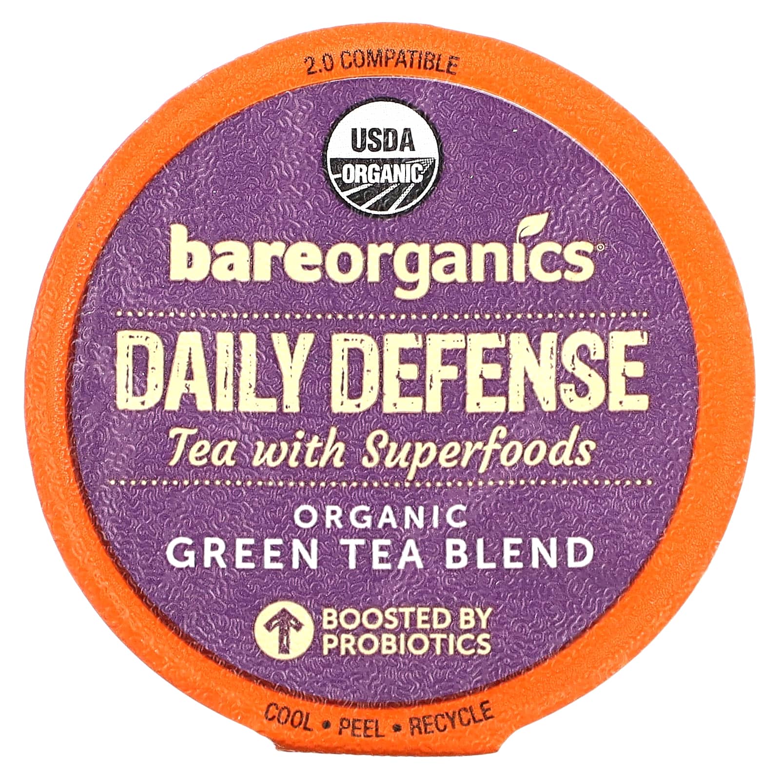 BareOrganics, Daily Defense, чай с суперфудами, со вкусом зеленого чая, 10 капсул по 4,75 г (0,17 унции)