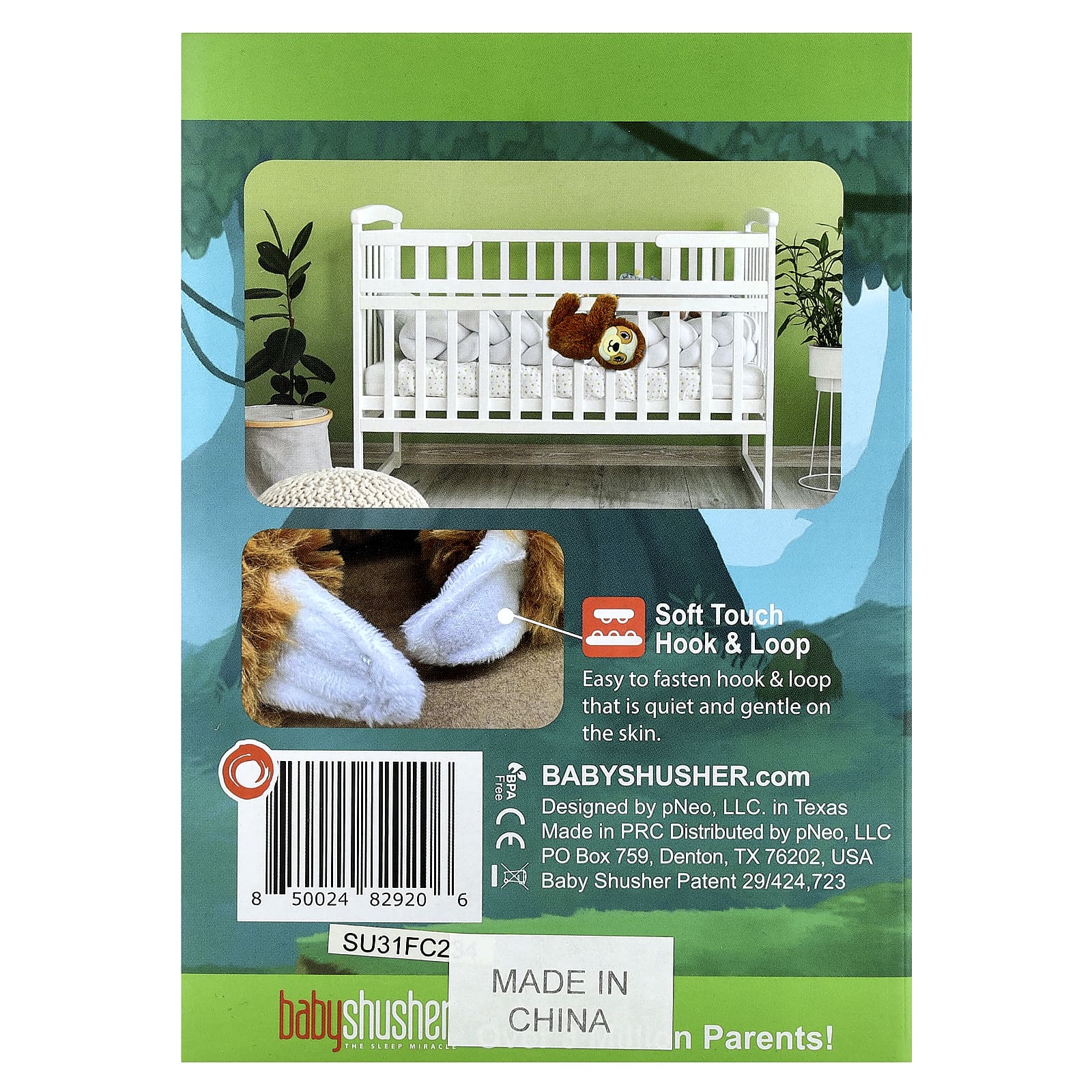 Baby Shusher, Shusher Sloth, Звуковой модуль из мягкой игрушки, 1 штука