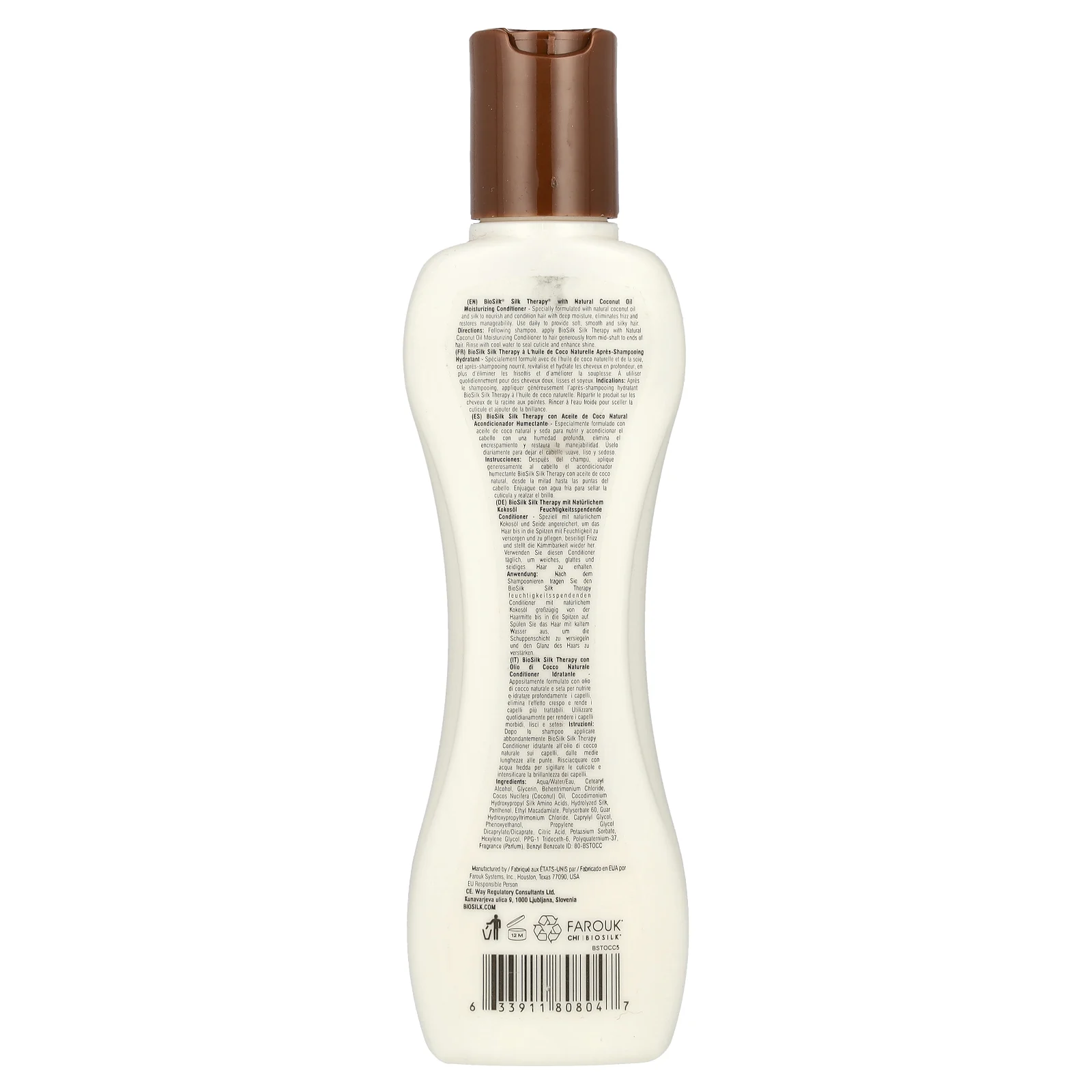 Biosilk, Silk Therapy® с натуральным кокосовым маслом, увлажняющий кондиционер, 167 мл (5,64 жидк. Унции)