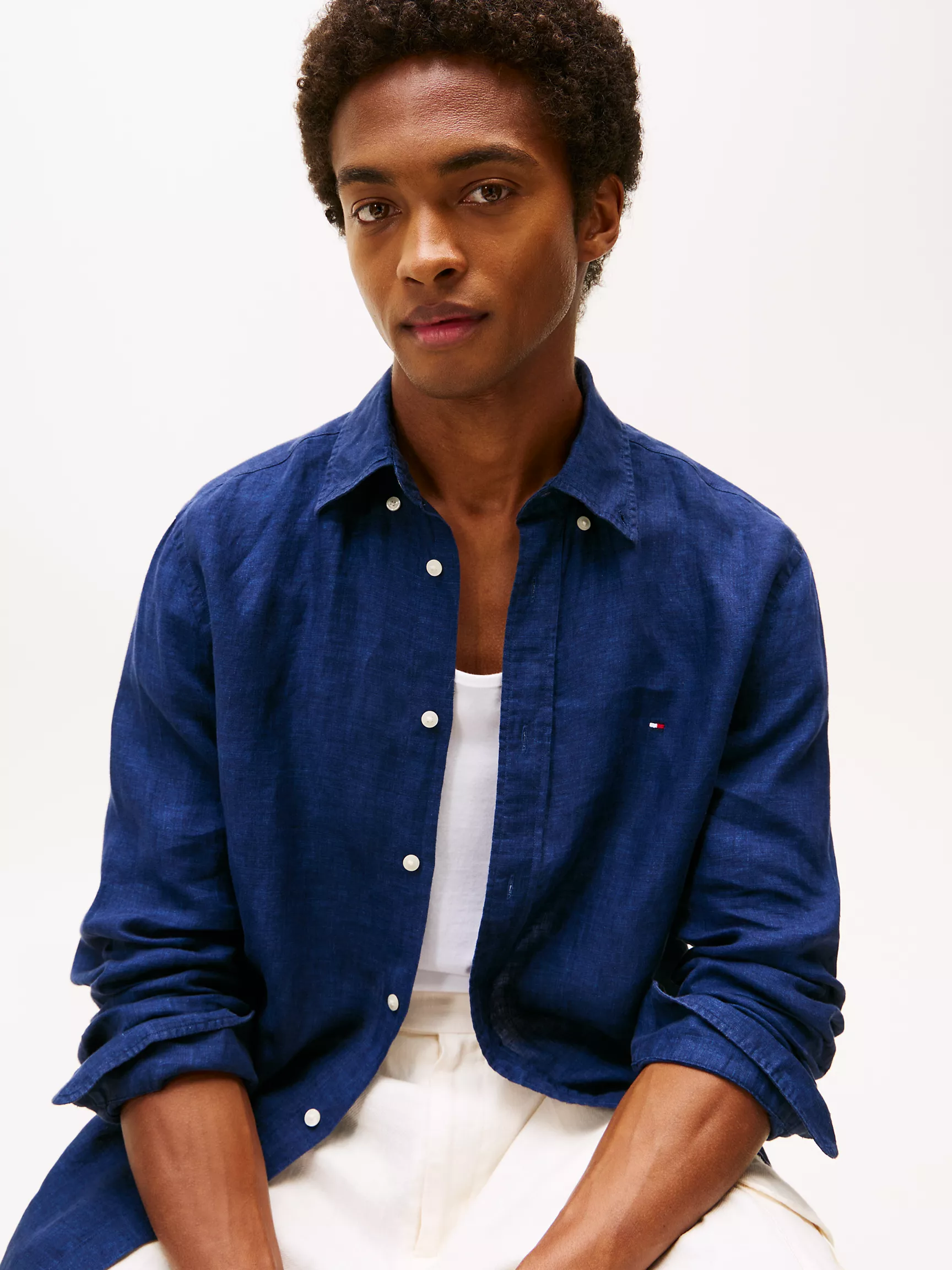 Мужская рубашка Tommy Hilfiger, Стандартная рубашка из окрашенного льна