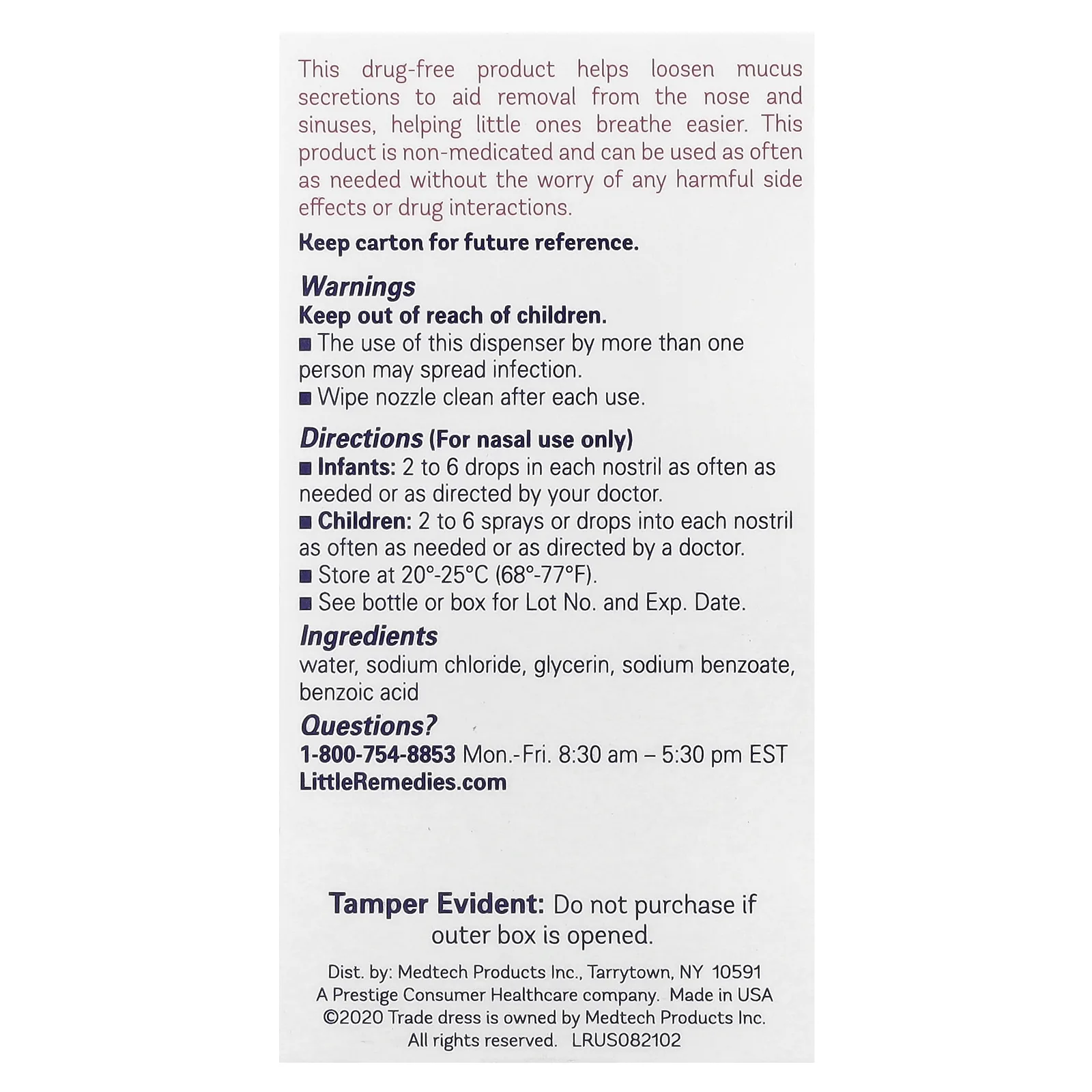 Little Remedies, Солевой спрей + капли, для носа, 15 мл (0,5 жидк. Унции)