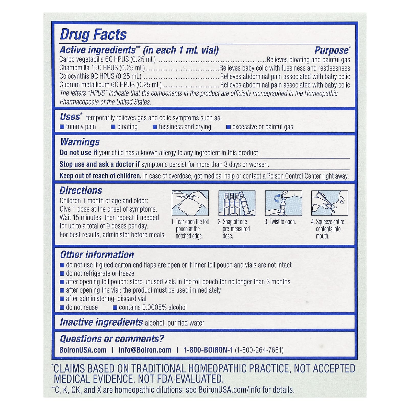 Boiron, Camilia Tummy, Liquid Doses, 1 Month +, 30 Doses, 0.34 fl oz (1ml) Each