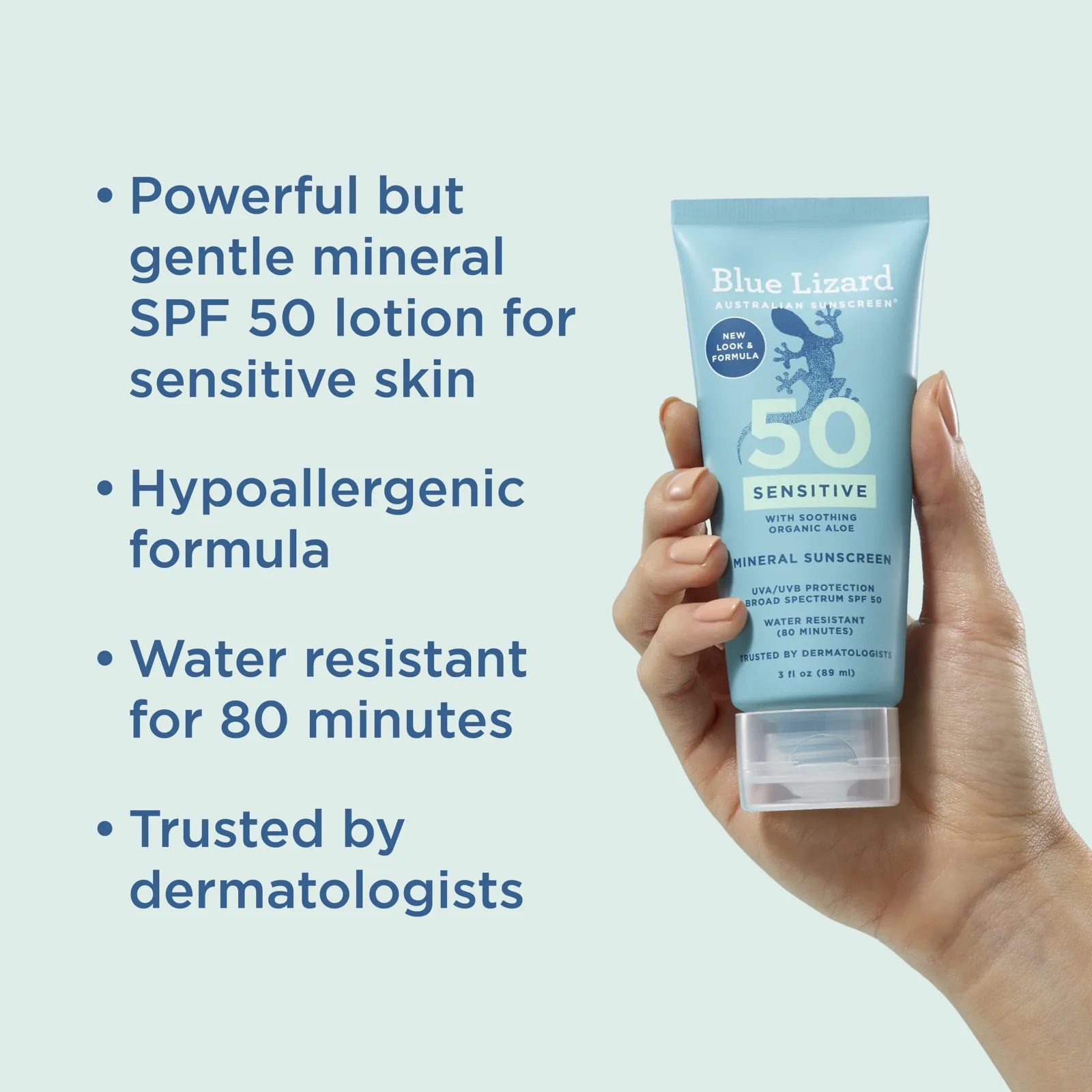 Blue Lizard Australian Sunscreen, солнцезащитное средство, для чувствительной кожи, SPF 50, 89 мл (3 жидк. унции)
