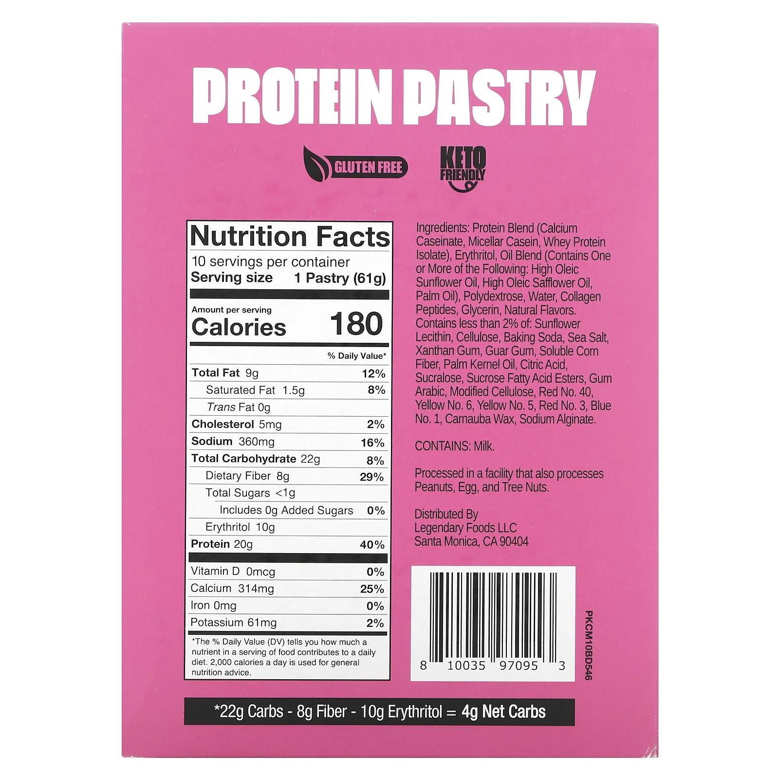 Legendary Foods, Protein Pastry, праздничный торт, 10 пакетиков, 61 г (2,2 унции)